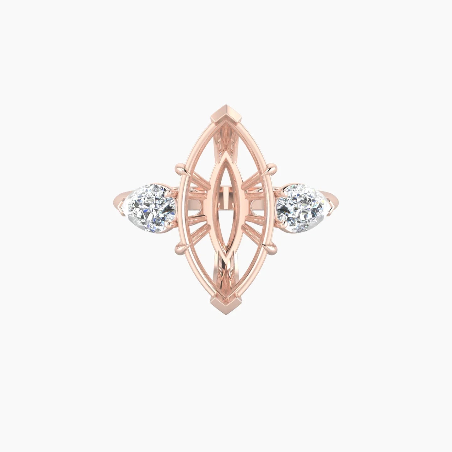 Simple Pear Trilogy | 18k Rose Gold 5-7.99 ct Marquise Cut Ring Setting