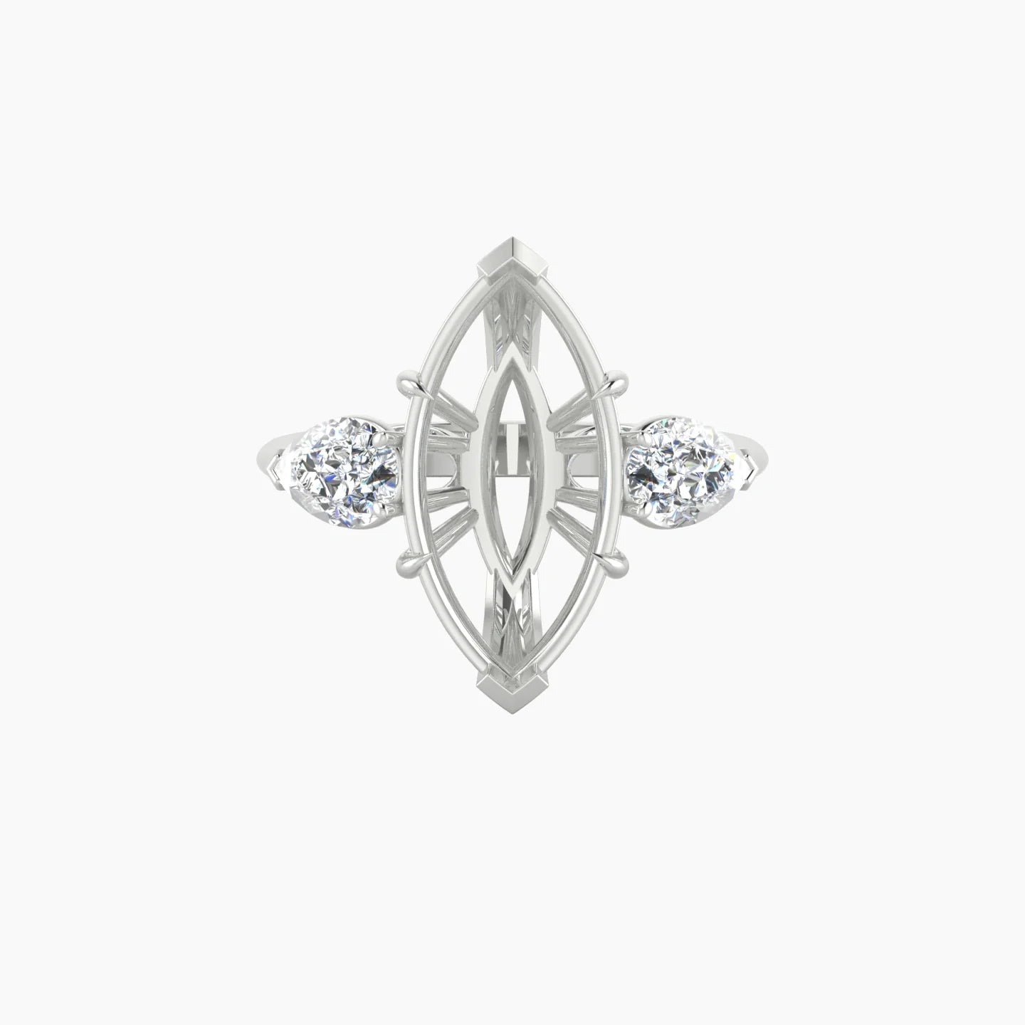 Simple Pear Trilogy | 18k White Gold 5-7.99 ct Marquise Cut Ring Setting