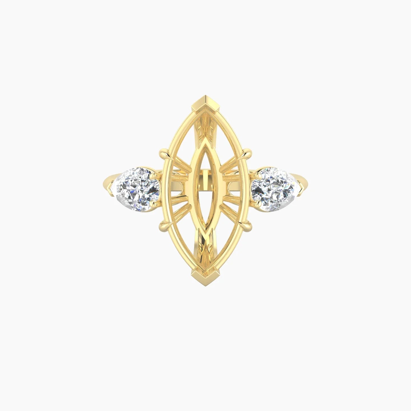 Simple Pear Trilogy | 18k Yellow Gold 5-7.99 ct Marquise Cut Ring Setting