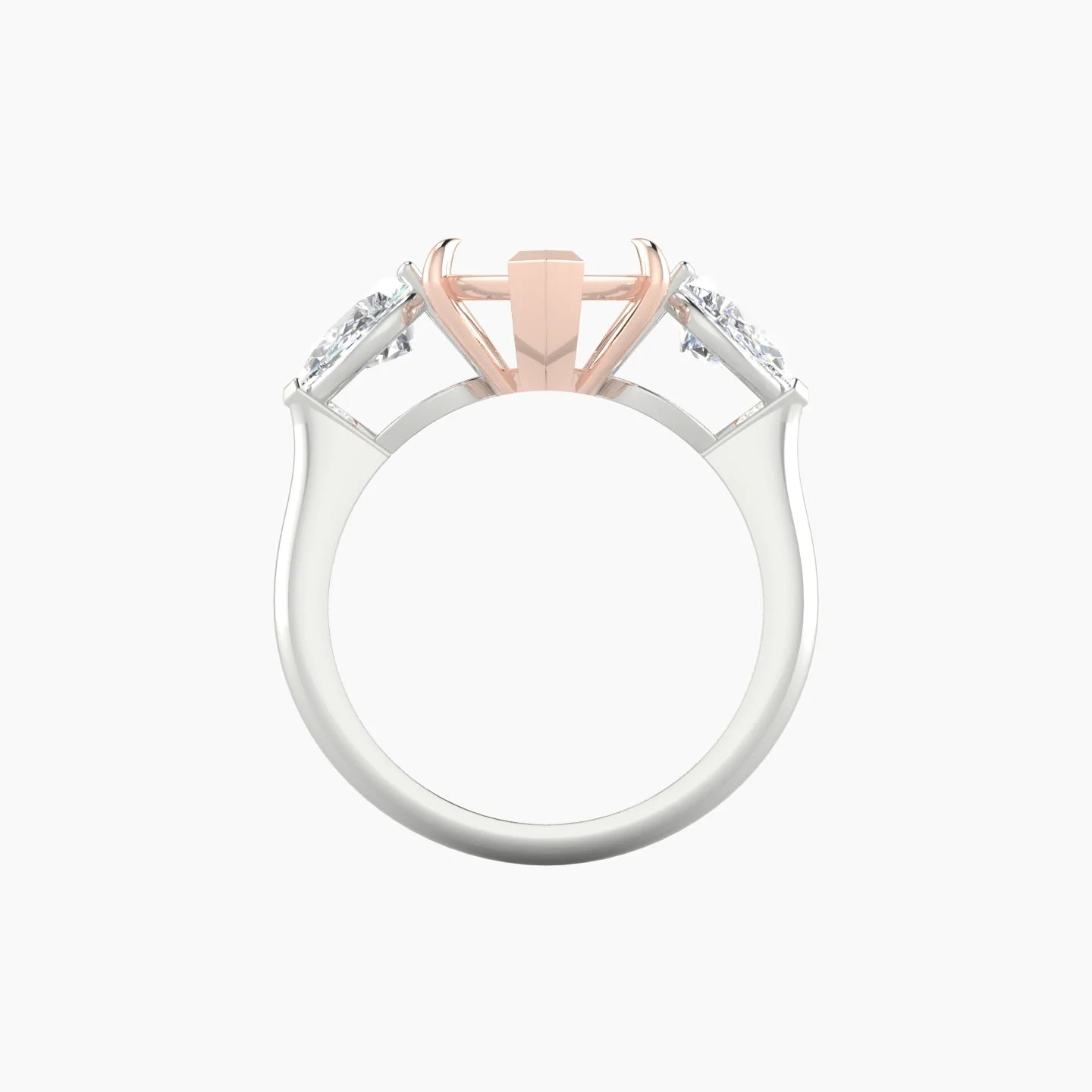 Simple Pear Trilogy | 18k White & Rose Gold 5-7.99 ct Marquise Cut Ring Setting