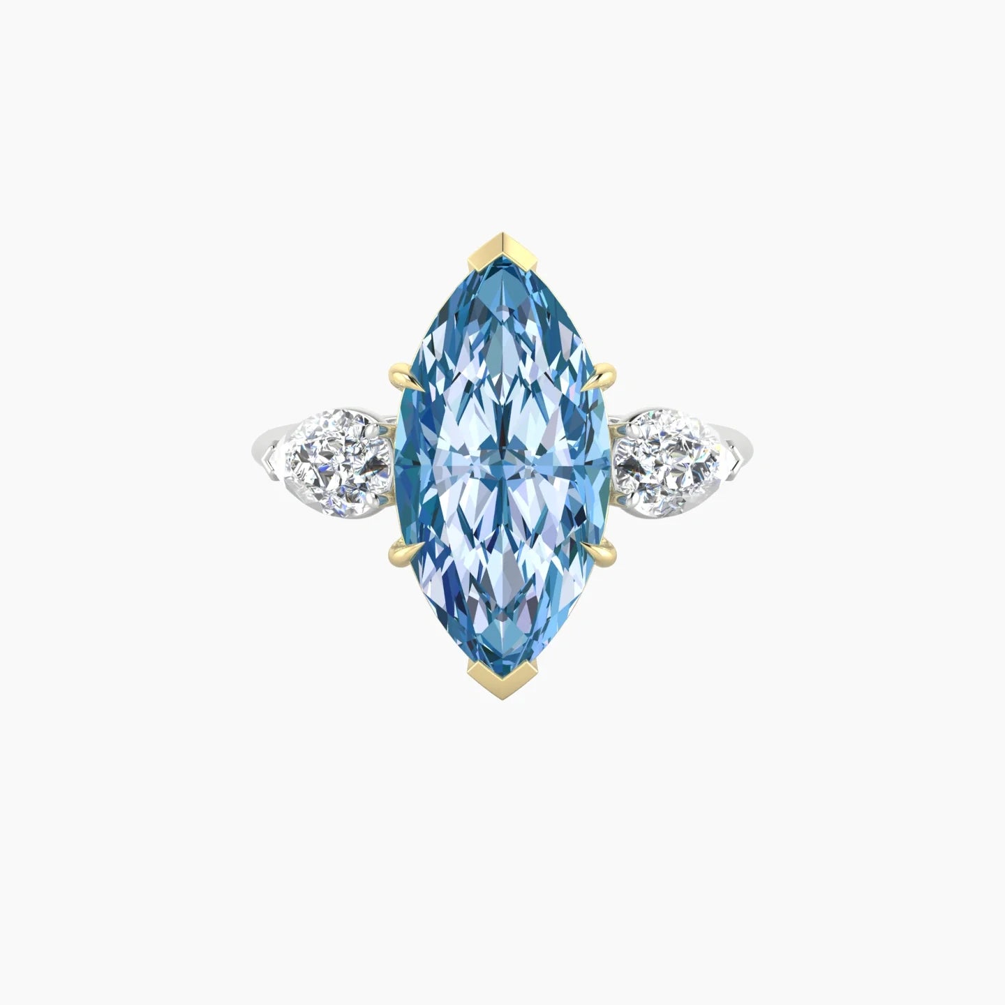 Simple Pear Trilogy | 18k White & Yellow Gold 5 ct Marquise Cut Ring