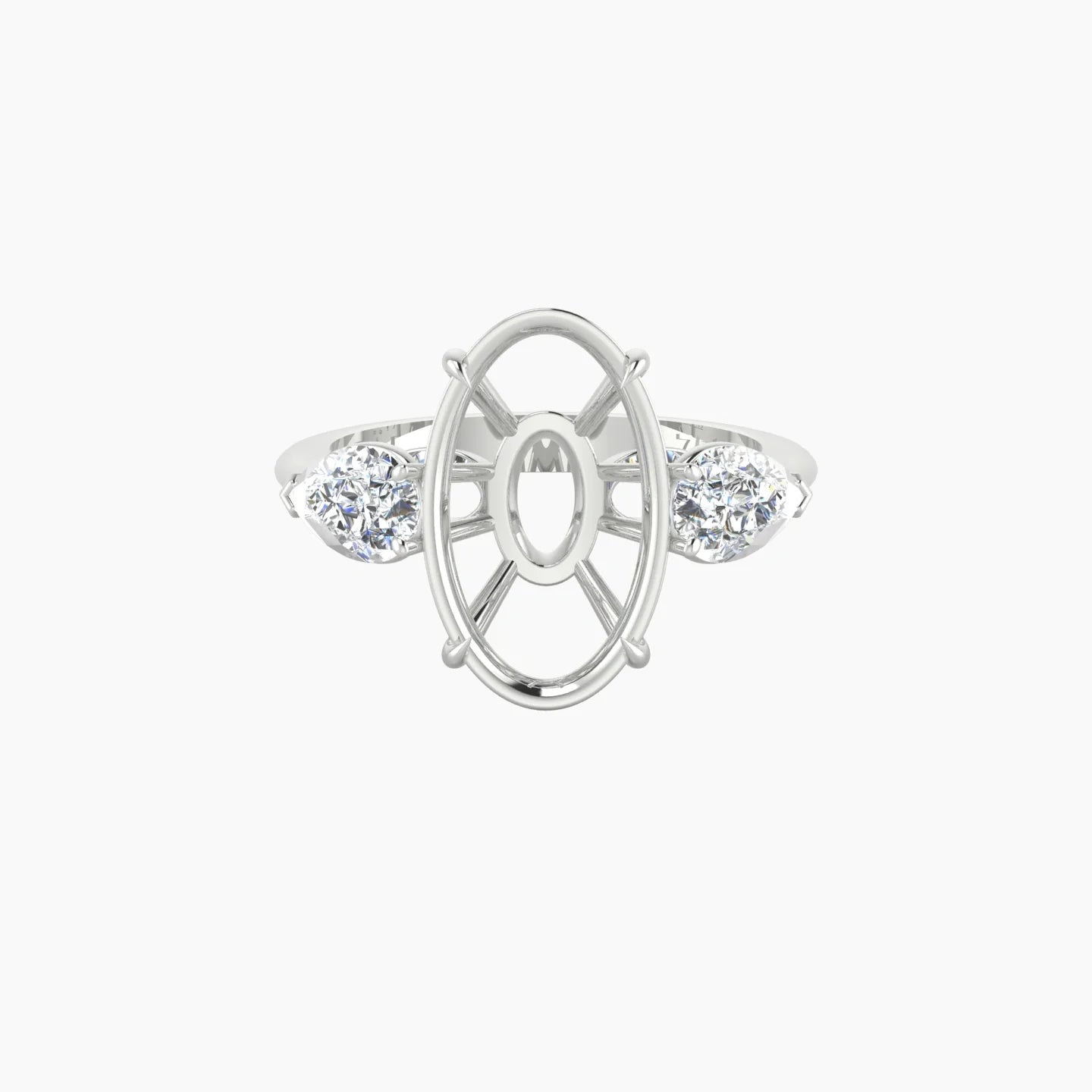 Simple Pear Trilogy | 18k White Gold 5-7.99 ct Oval Cut Ring Setting