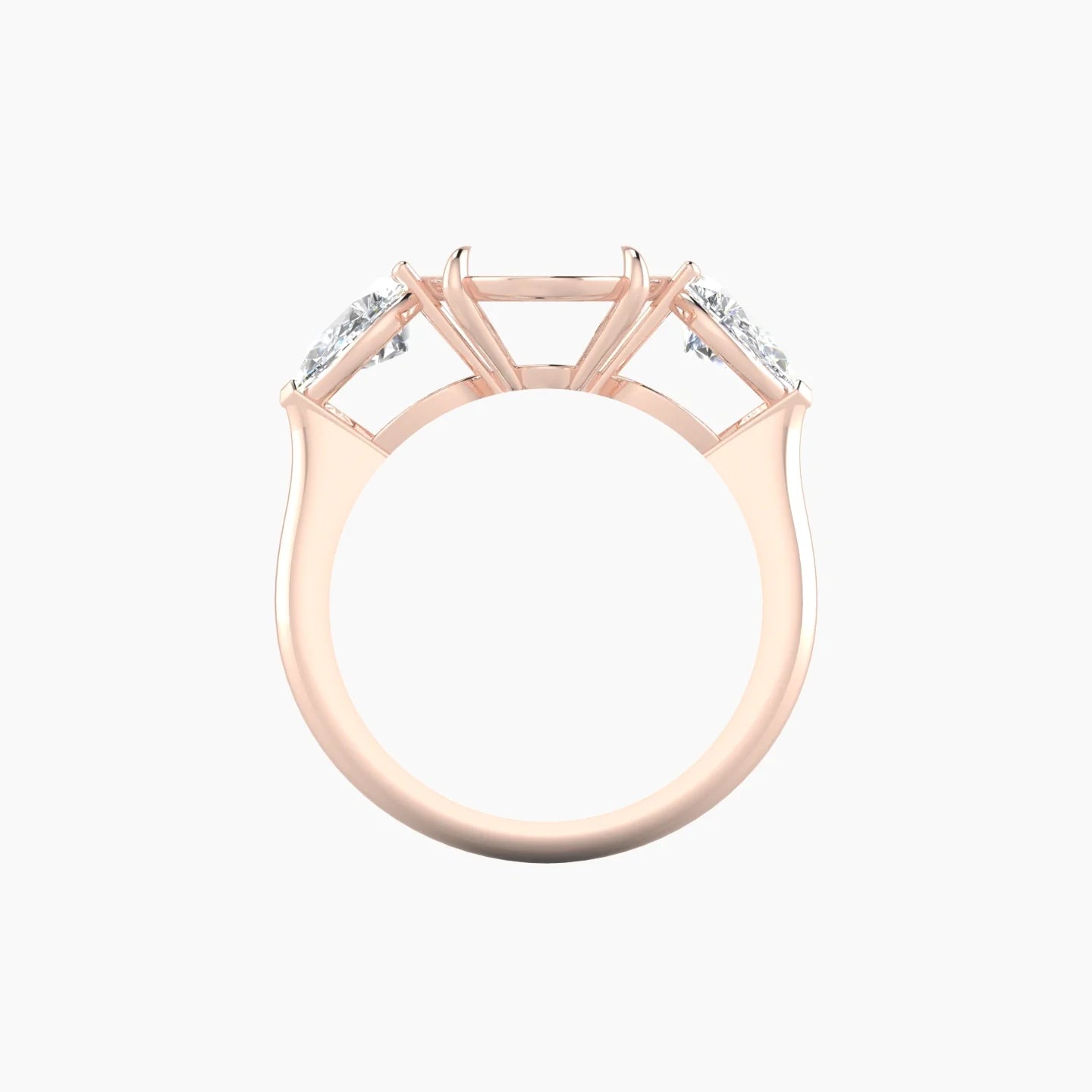Simple Pear Trilogy | 18k Rose Gold 5-7.99 ct Oval Cut Ring Setting