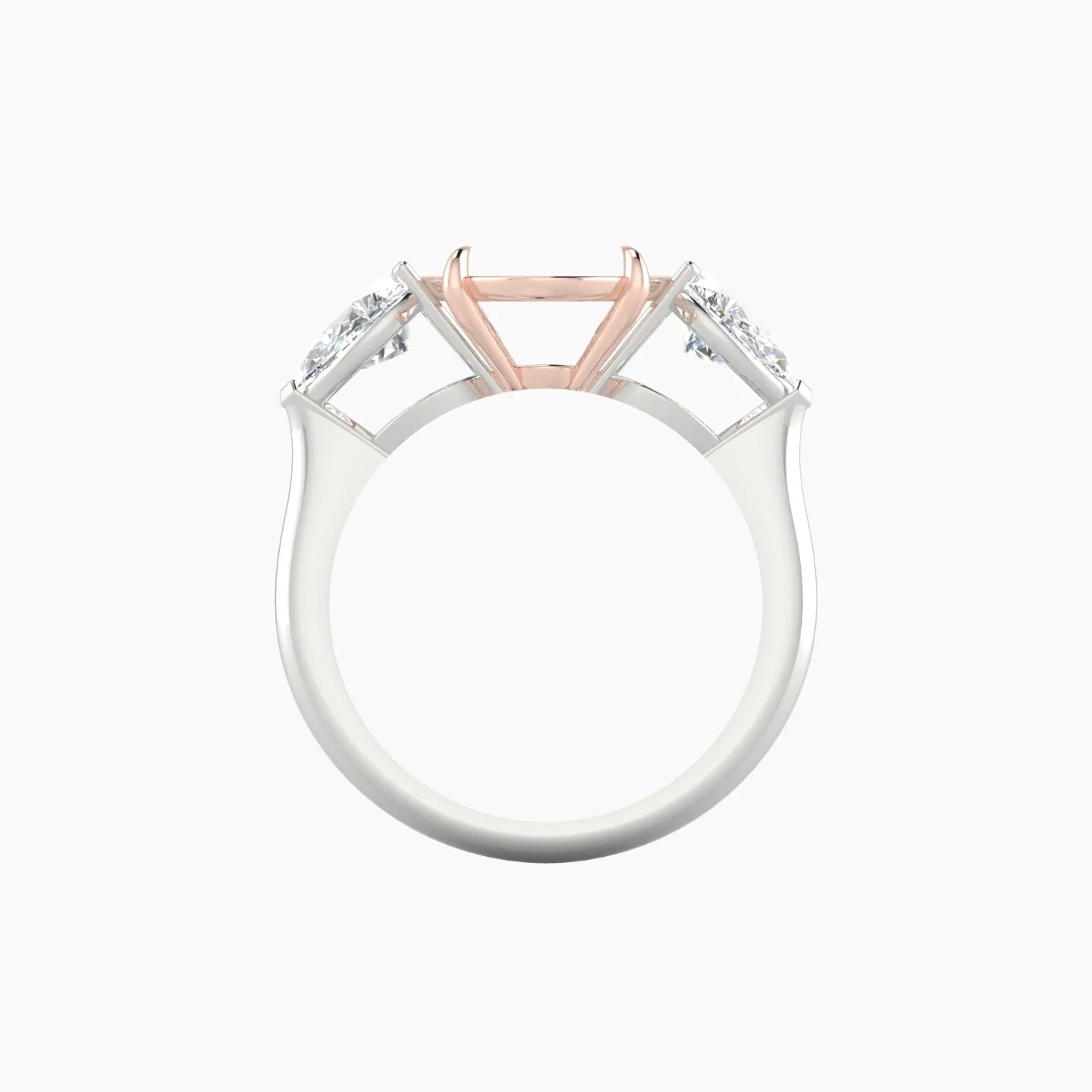 Simple Pear Trilogy | 18k White & Rose Gold 5-7.99 ct Oval Cut Ring Setting
