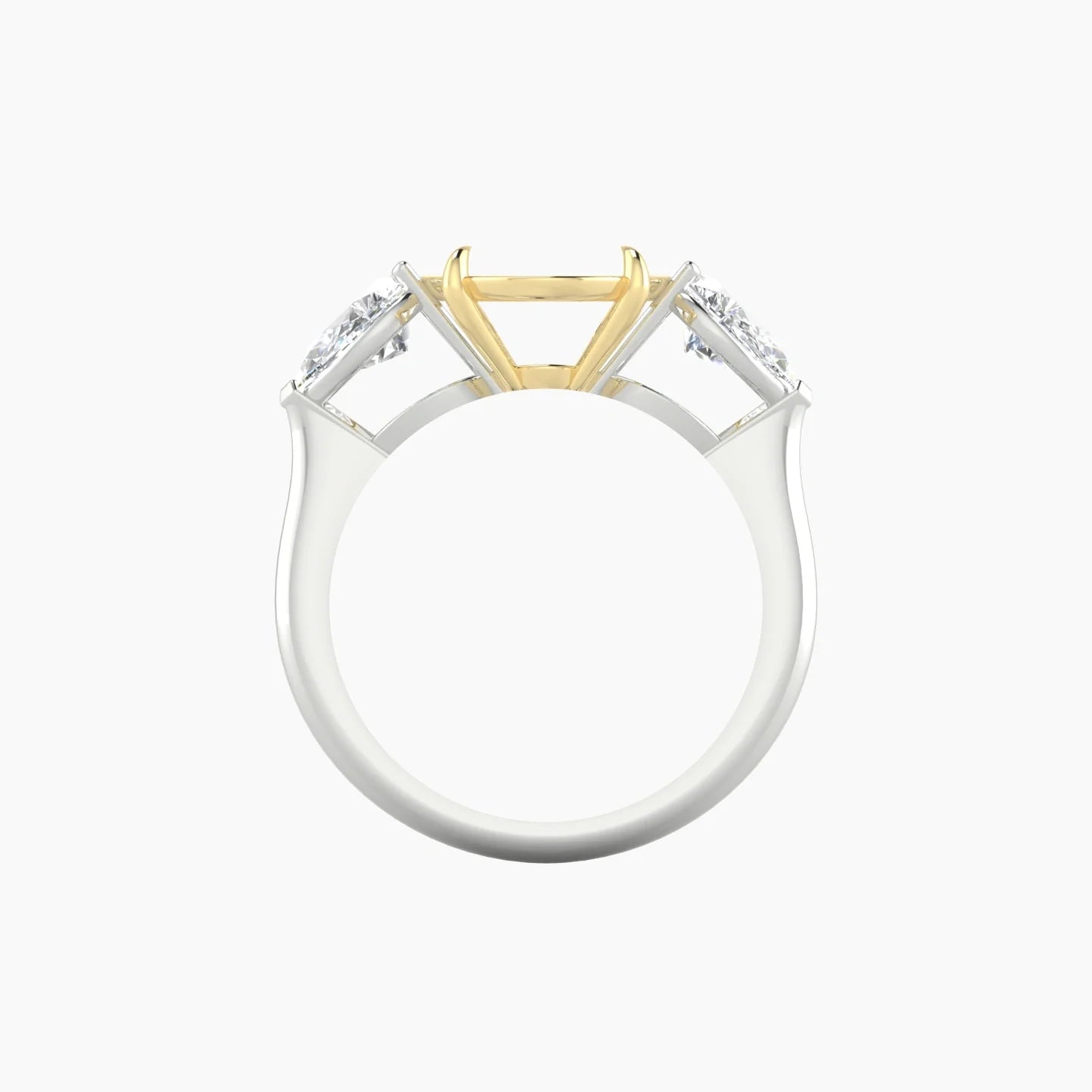 Simple Pear Trilogy | 18k White & Yellow Gold 5-7.99 ct Oval Cut Ring Setting