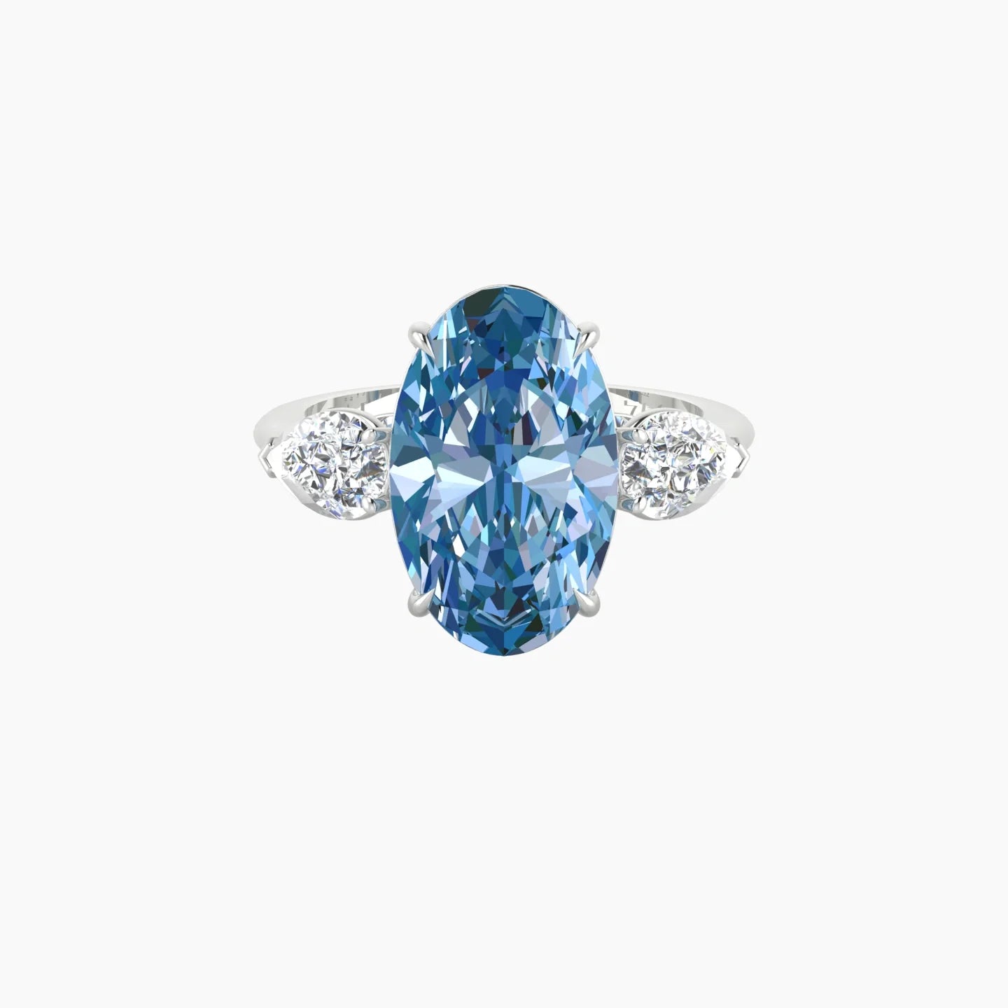 Simple Pear Trilogy | 18k White Gold 5 ct Oval Cut Ring