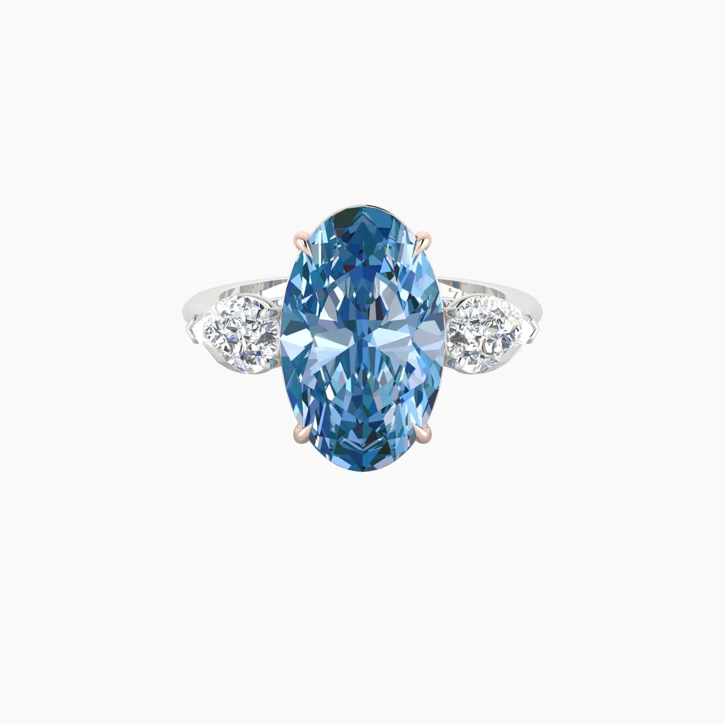 Simple Pear Trilogy | 18k White & Rose Gold 5 ct Oval Cut Ring
