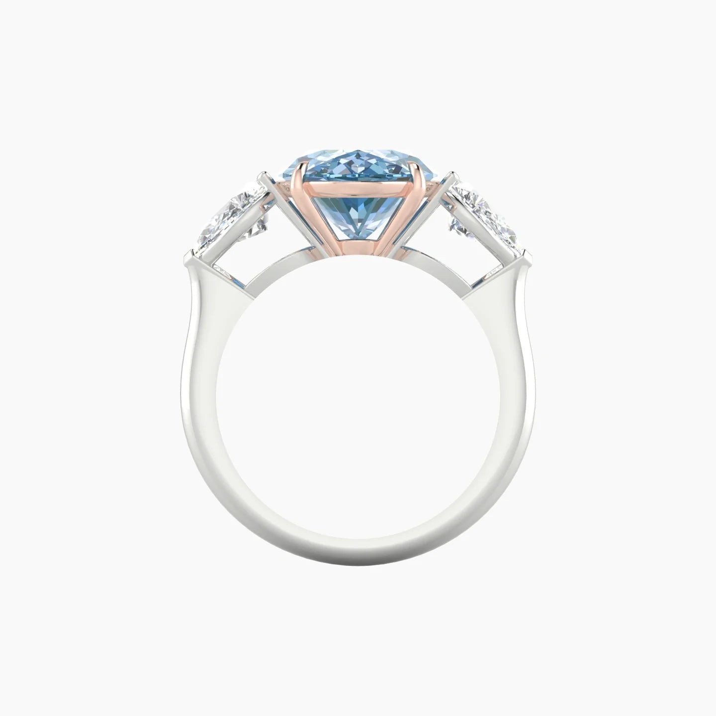 Simple Pear Trilogy | 18k White & Rose Gold 5 ct Oval Cut Ring