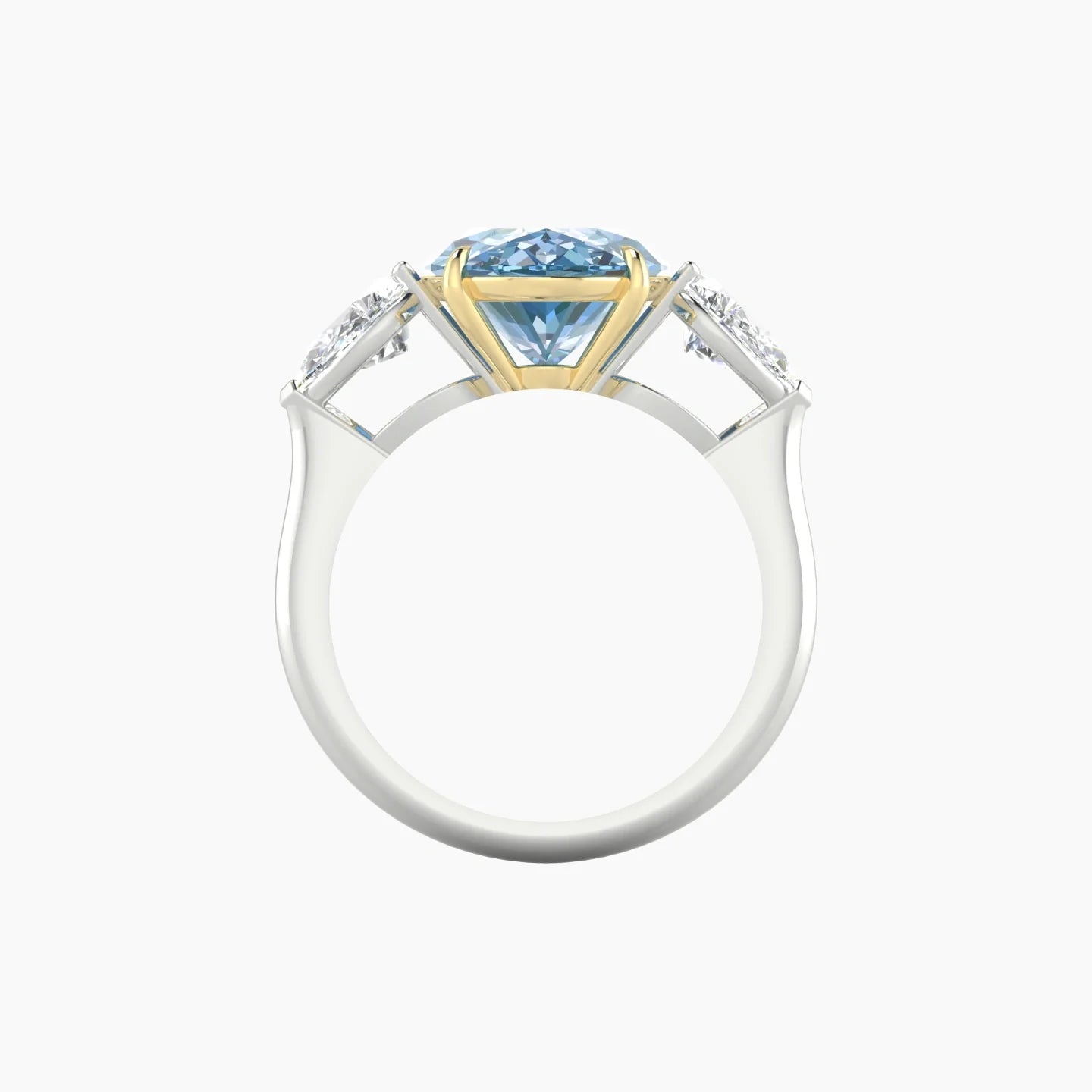 Simple Pear Trilogy | 18k White & Yellow Gold 5 ct Oval Cut Ring