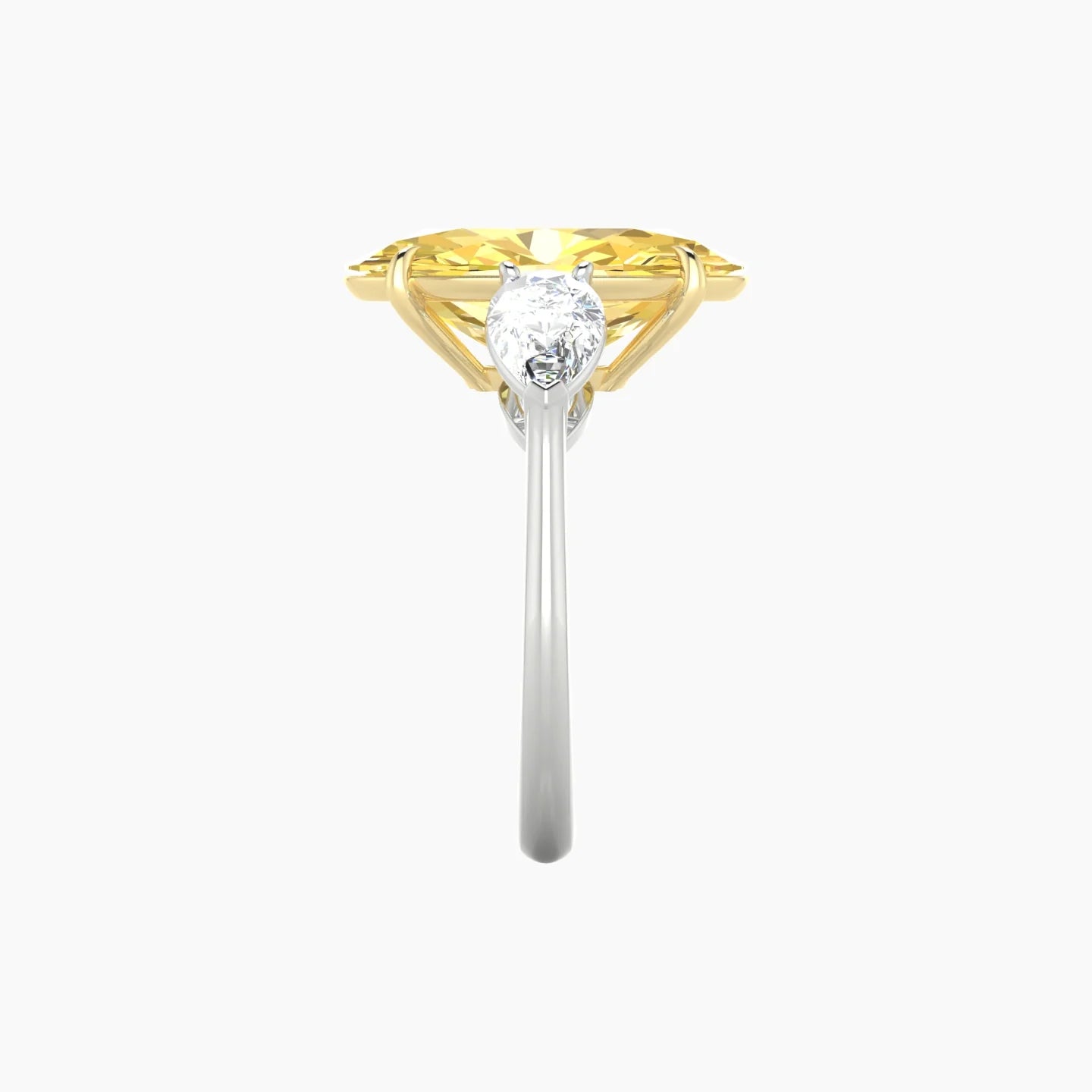 Simple Pear Trilogy | 18k White & Yellow Gold 5 ct Oval Cut Ring