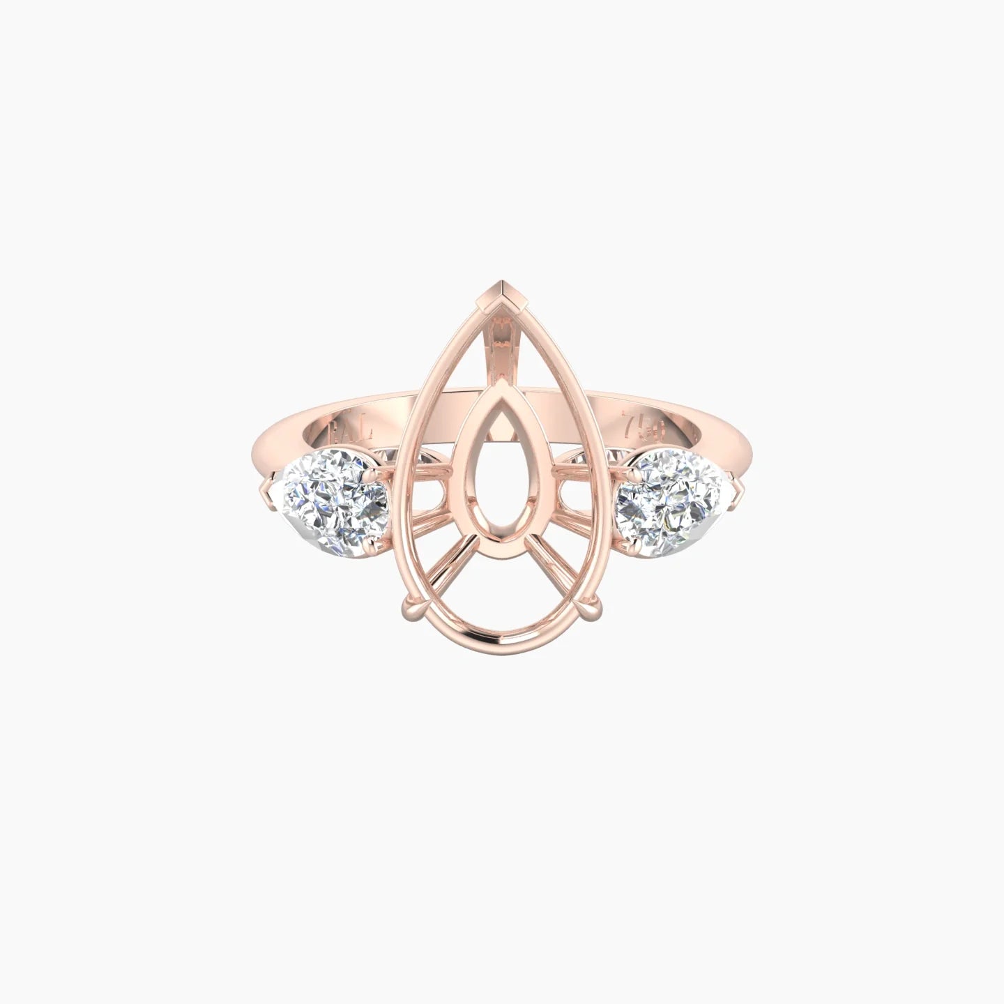 Simple Pear Trilogy | 18k Rose Gold 5-7.99 ct Pear Cut Ring Setting