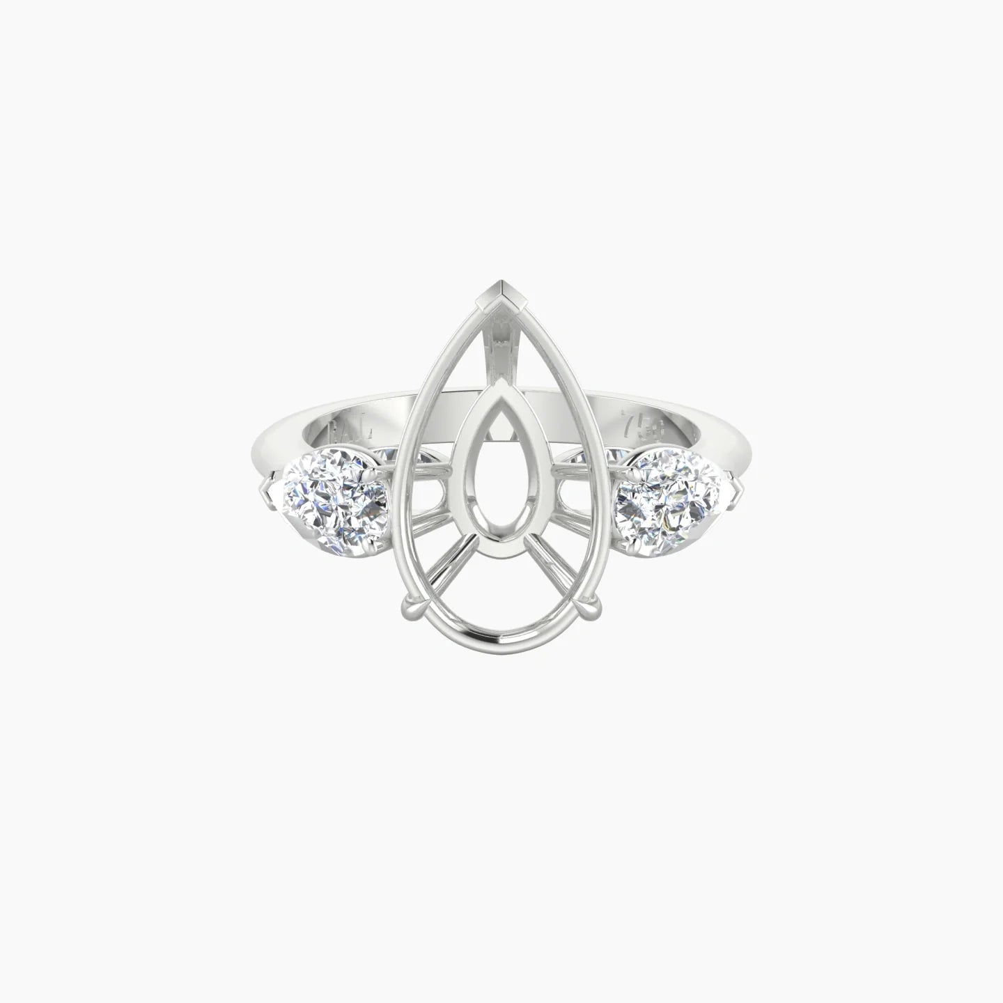 Simple Pear Trilogy | 18k White Gold 5-7.99 ct Pear Cut Ring Setting