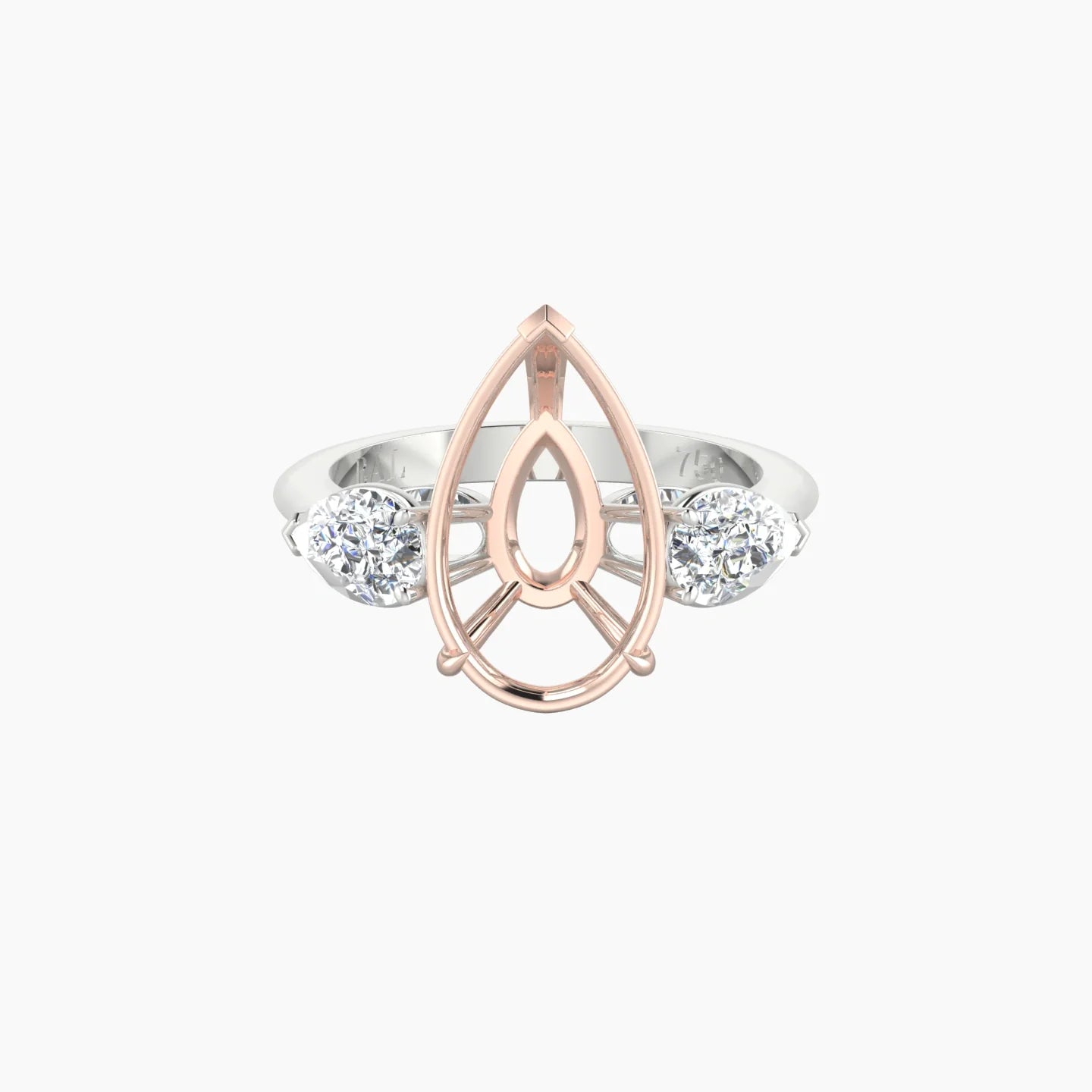 Simple Pear Trilogy | 18k White & Rose Gold 5-7.99 ct Pear Cut Ring Setting