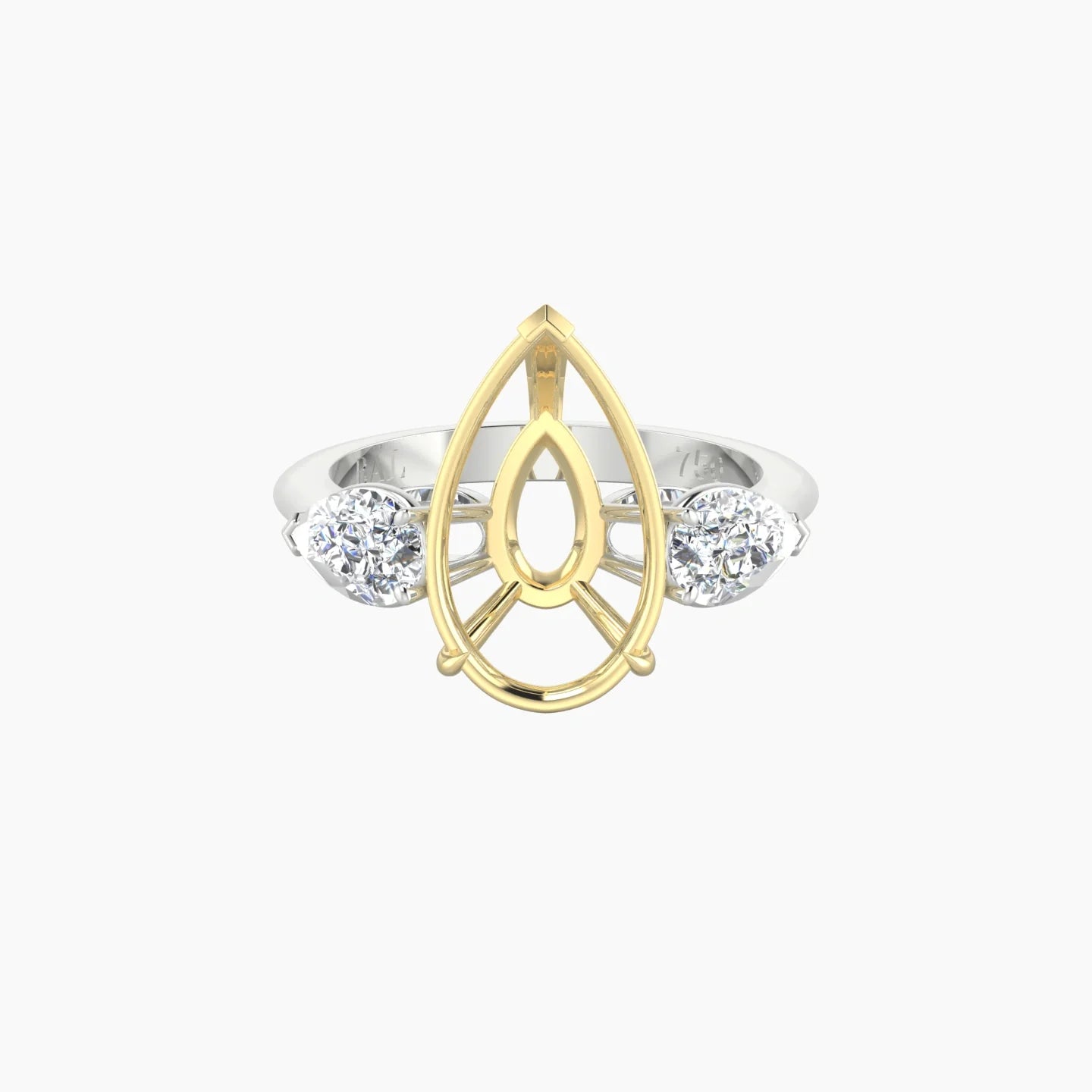 Simple Pear Trilogy | 18k White & Yellow Gold 5-7.99 ct Pear Cut Ring Setting