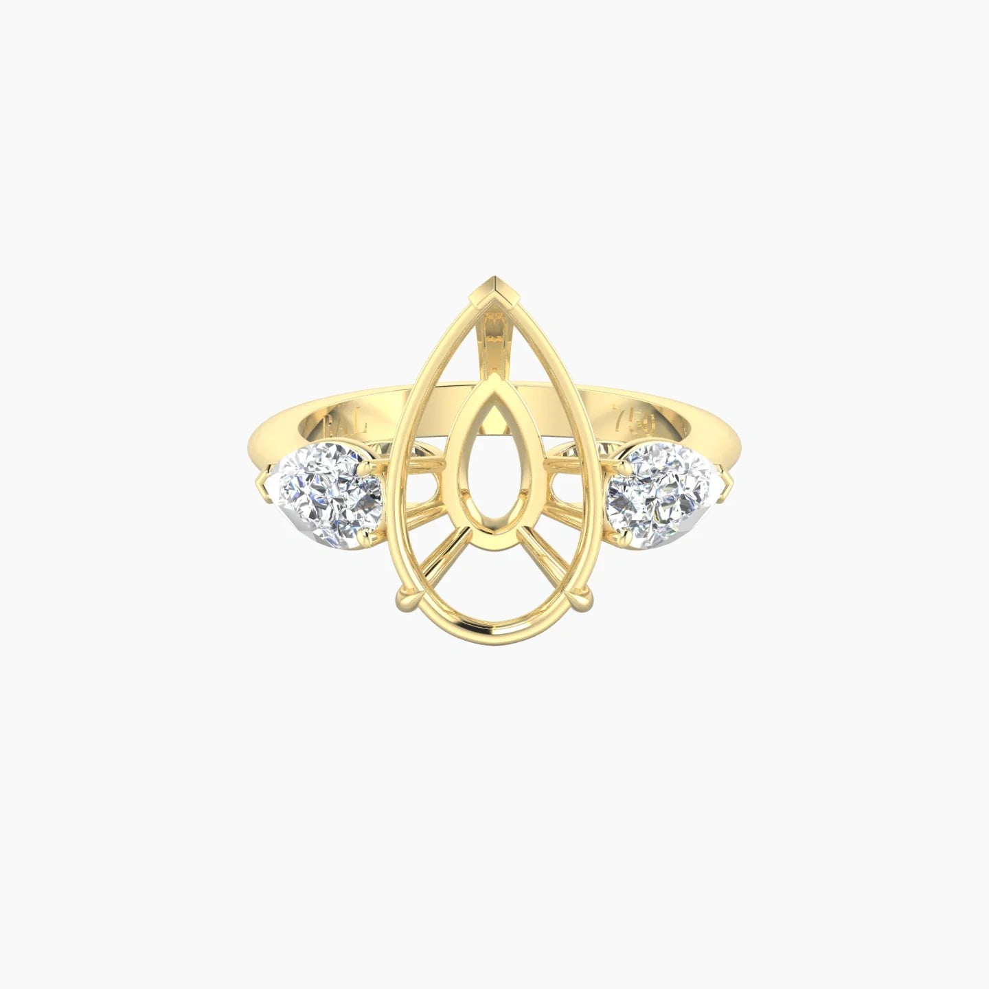 Simple Pear Trilogy | 18k Yellow Gold 5-7.99 ct Pear Cut Ring Setting