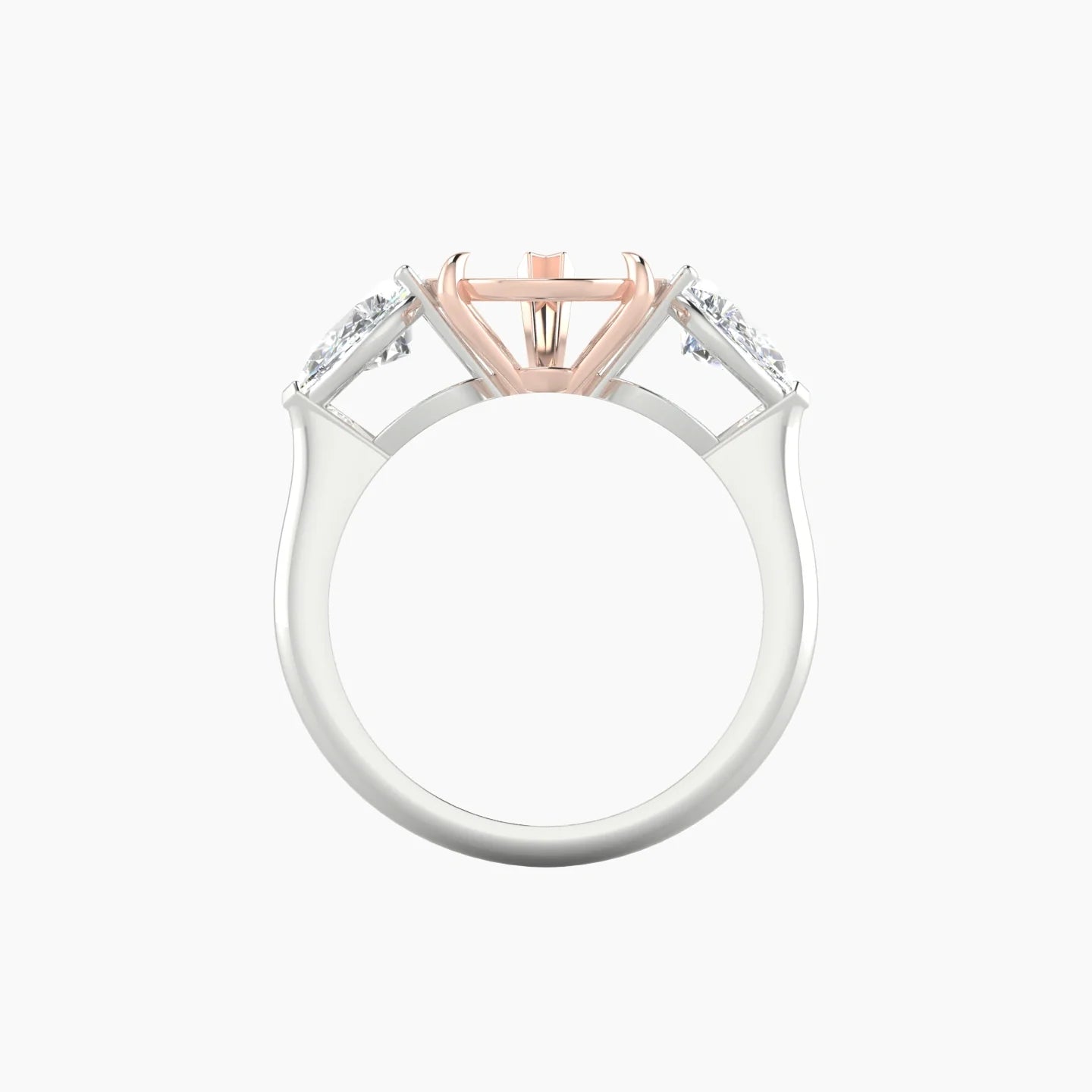 Simple Pear Trilogy | 18k White & Rose Gold 5-7.99 ct Pear Cut Ring Setting