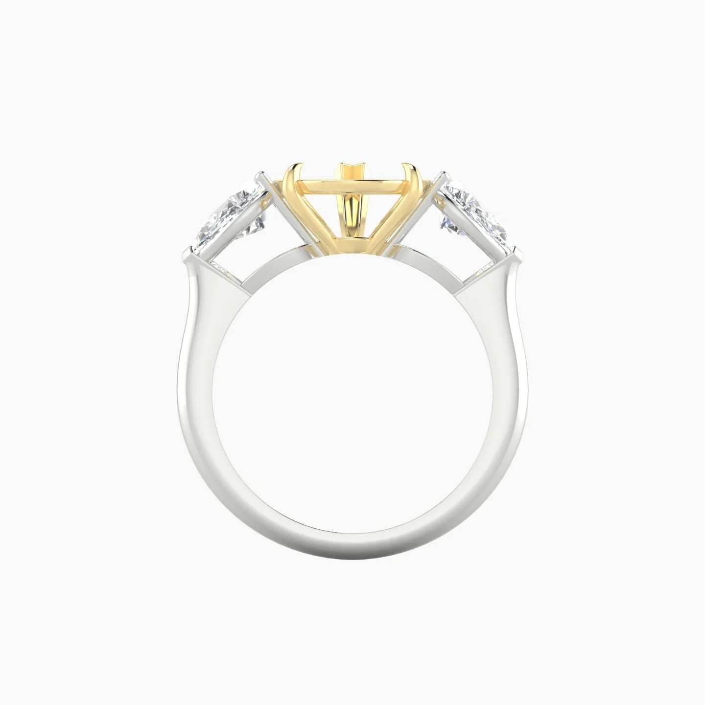Simple Pear Trilogy | 18k White & Yellow Gold 5-7.99 ct Pear Cut Ring Setting