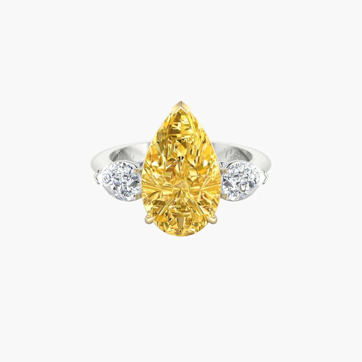 Simple Pear Trilogy | 18k White & Yellow Gold 5 ct Pear Cut Ring
