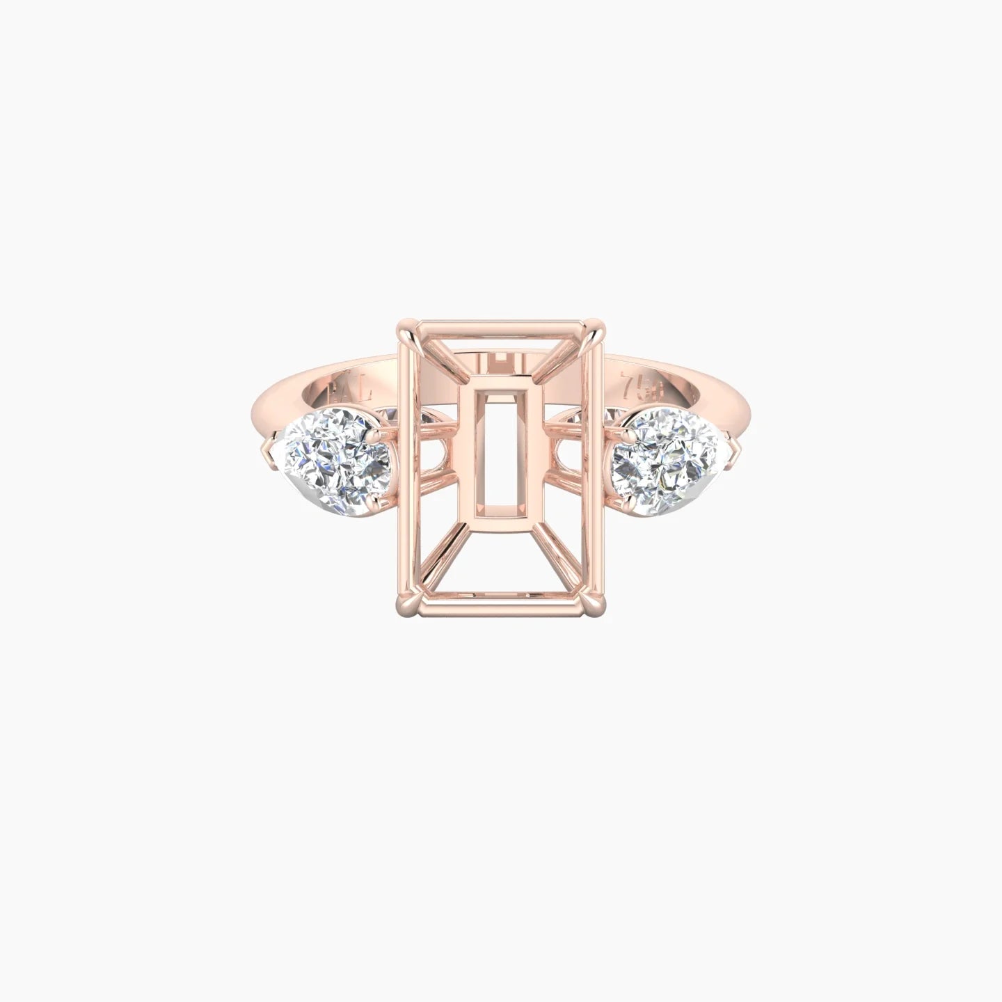 Simple Pear Trilogy | 18k Rose Gold 5-7.99 ct Radiant Cut Ring Setting