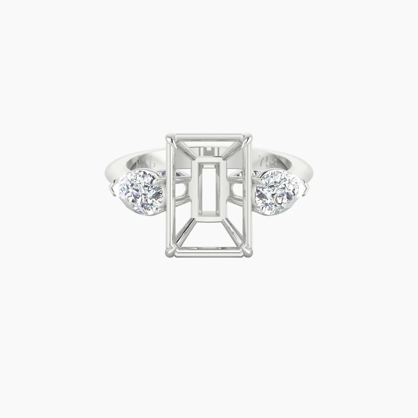 Simple Pear Trilogy | 18k White Gold 5-7.99 ct Radiant Cut Ring Setting