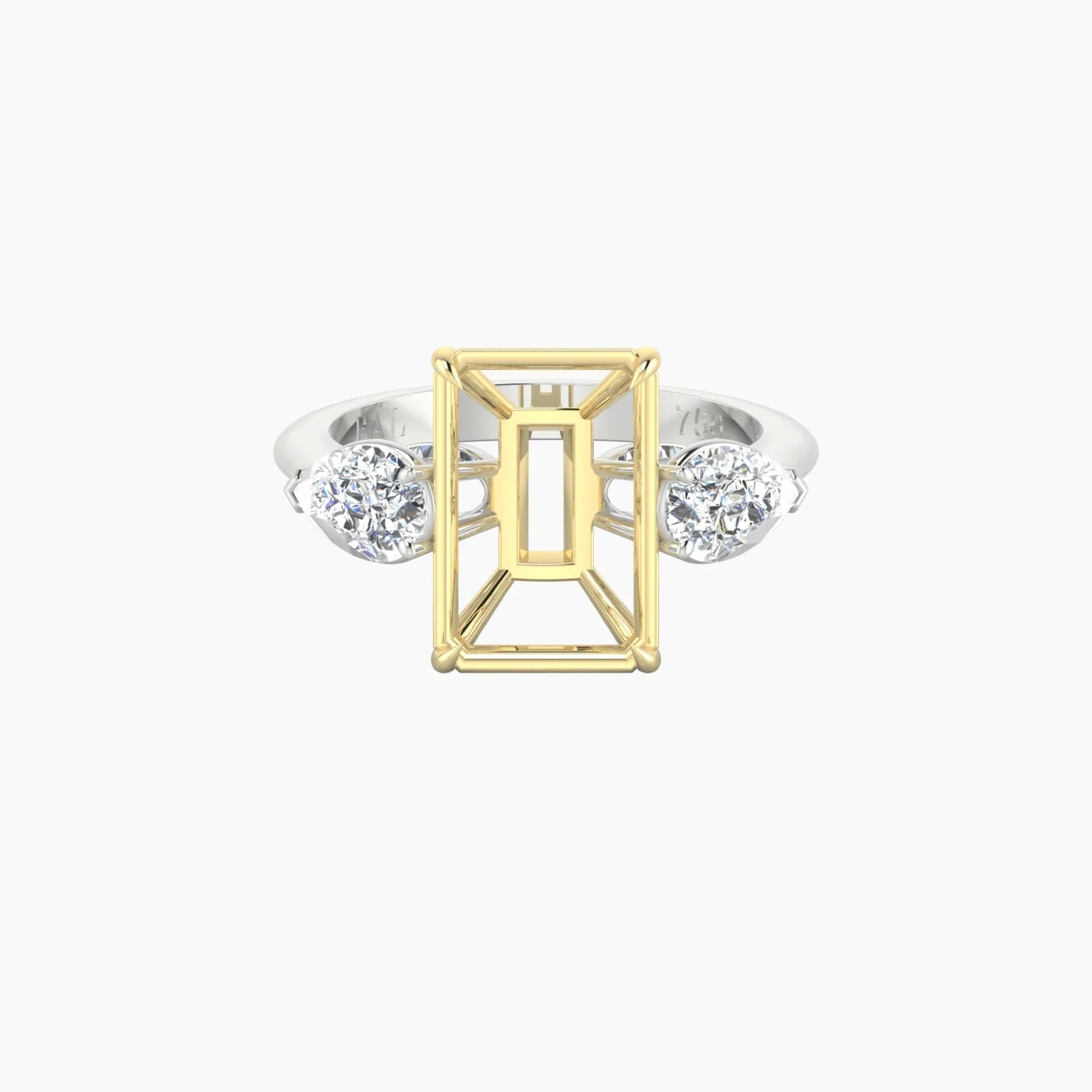 Simple Pear Trilogy | 18k White & Yellow Gold 5-7.99 ct Radiant Cut Ring Setting