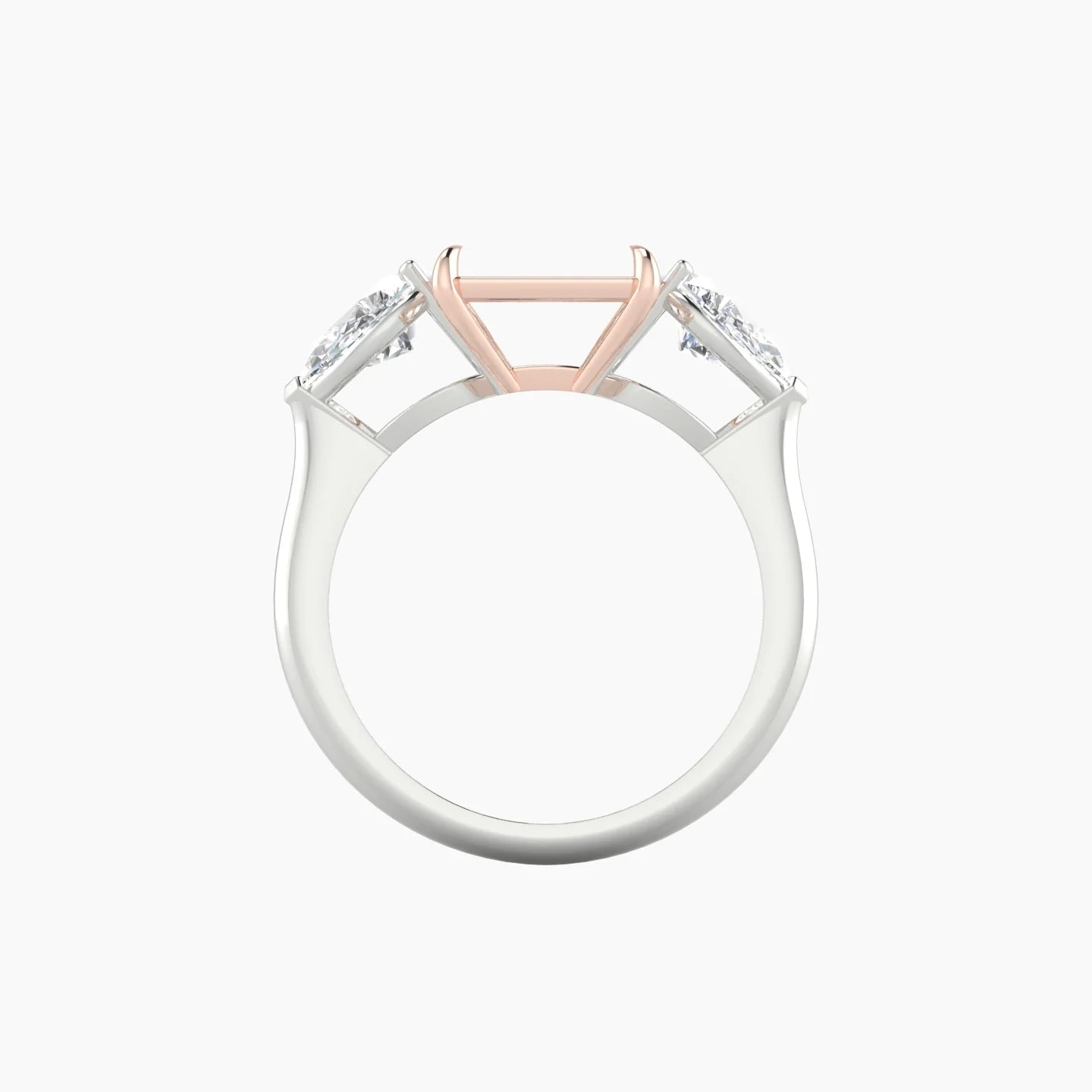 Simple Pear Trilogy | 18k White & Rose Gold 5-7.99 ct Radiant Cut Ring Setting