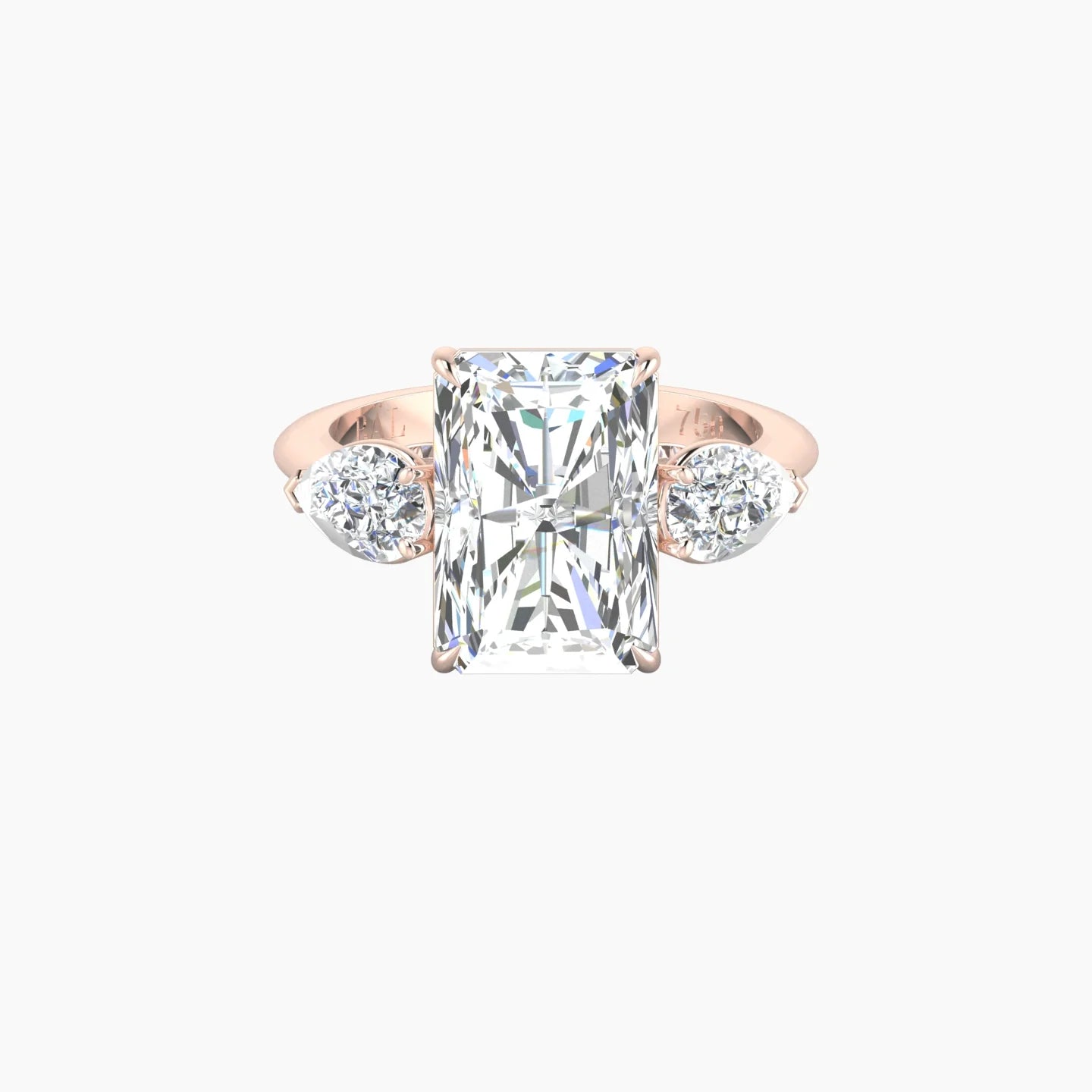 Simple Pear Trilogy | 18k Rose Gold 5 ct Radiant Cut Ring