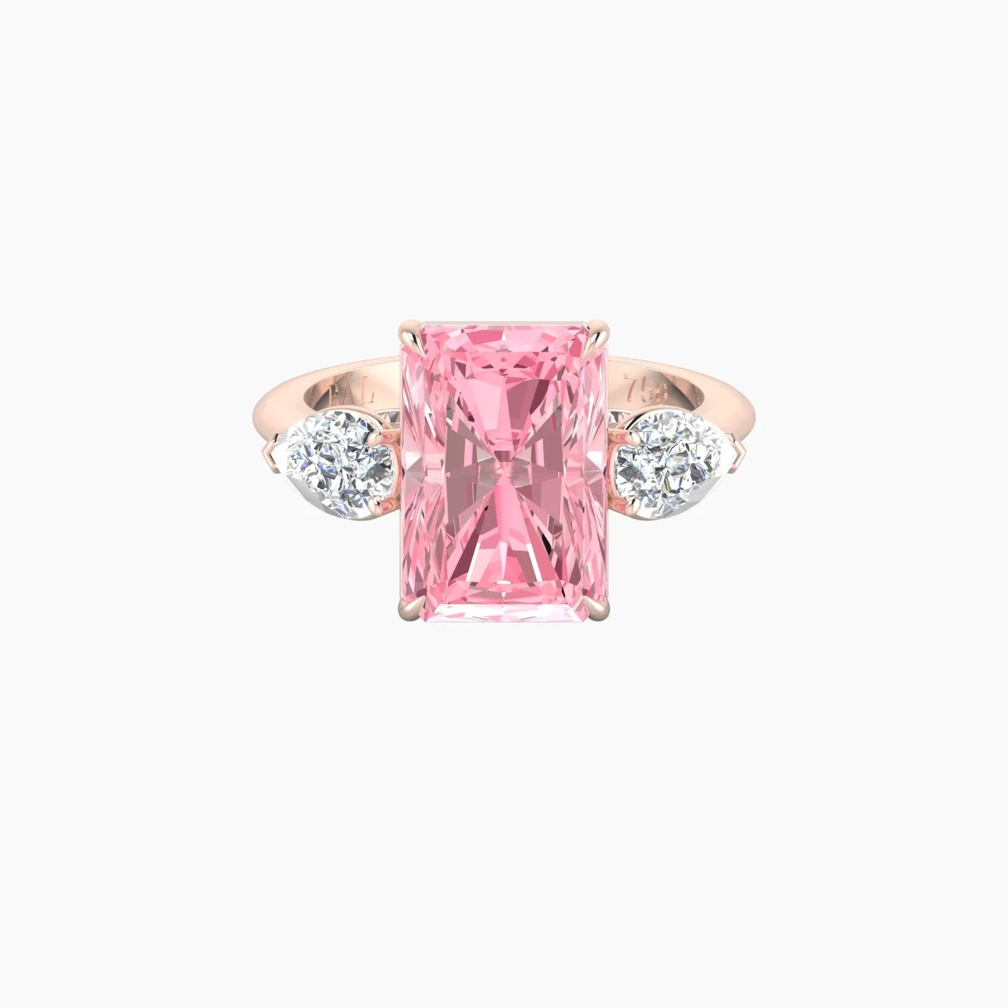 Simple Pear Trilogy | 18k Rose Gold 5 ct Radiant Cut Ring