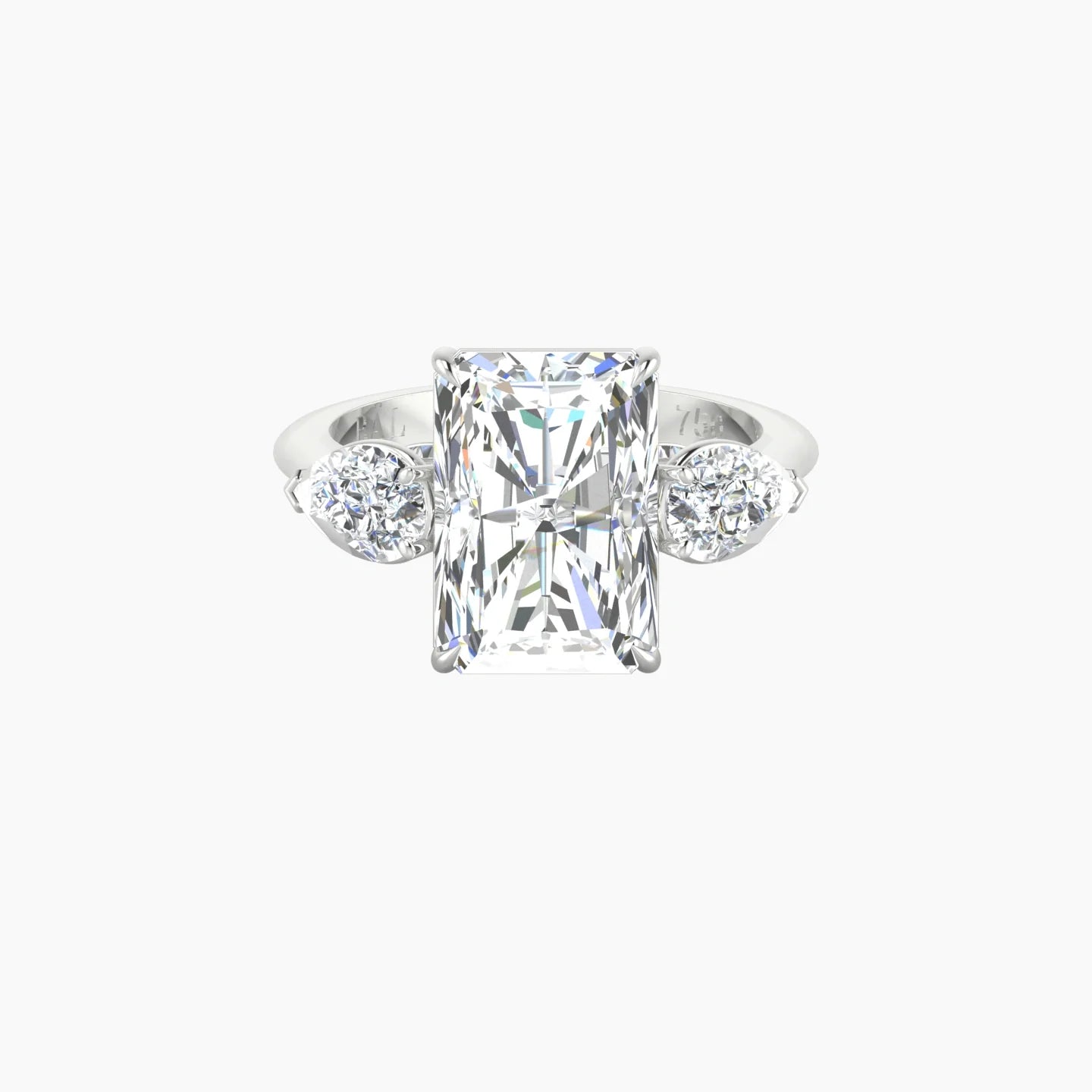Simple Pear Trilogy | 18k White Gold 5 ct Radiant Cut Ring