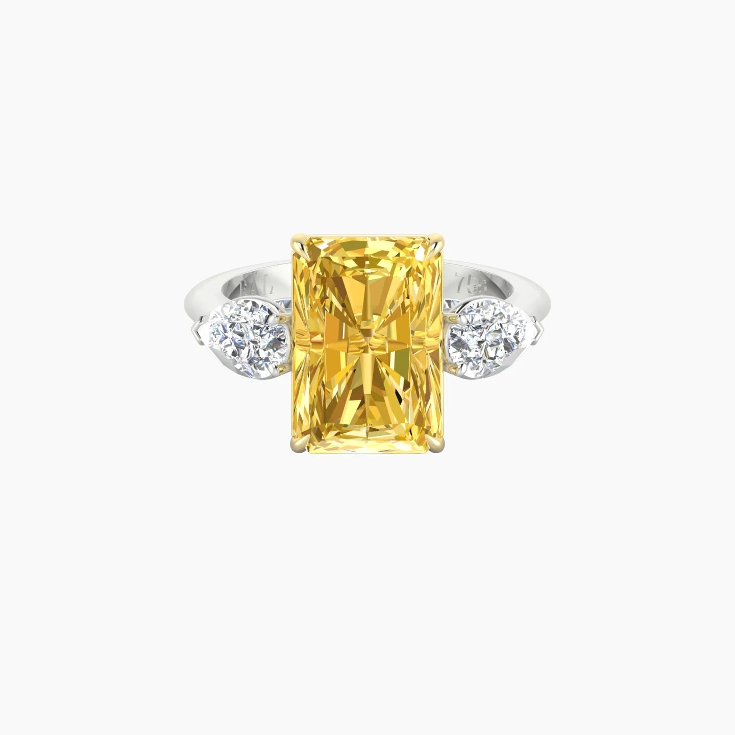 Simple Pear Trilogy | 18k White & Yellow Gold 5 ct Radiant Cut Ring