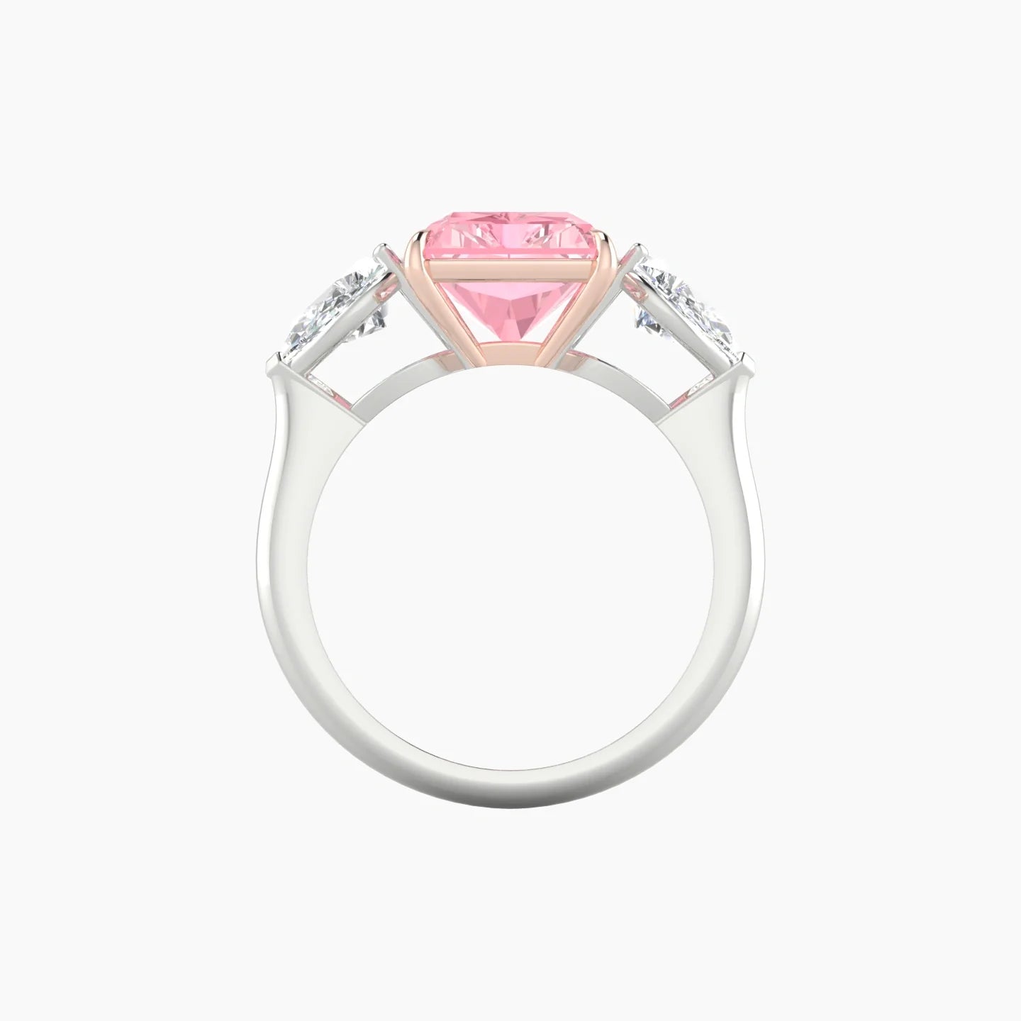 Simple Pear Trilogy | 18k White & Rose Gold 5 ct Radiant Cut Ring