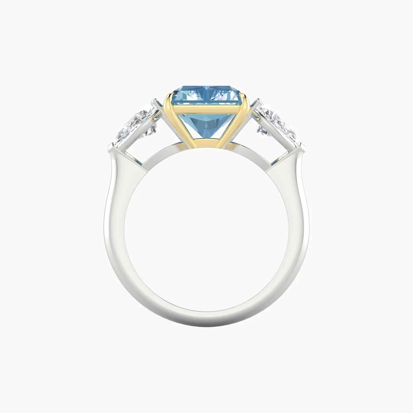 Simple Pear Trilogy | 18k White & Yellow Gold 5 ct Radiant Cut Ring