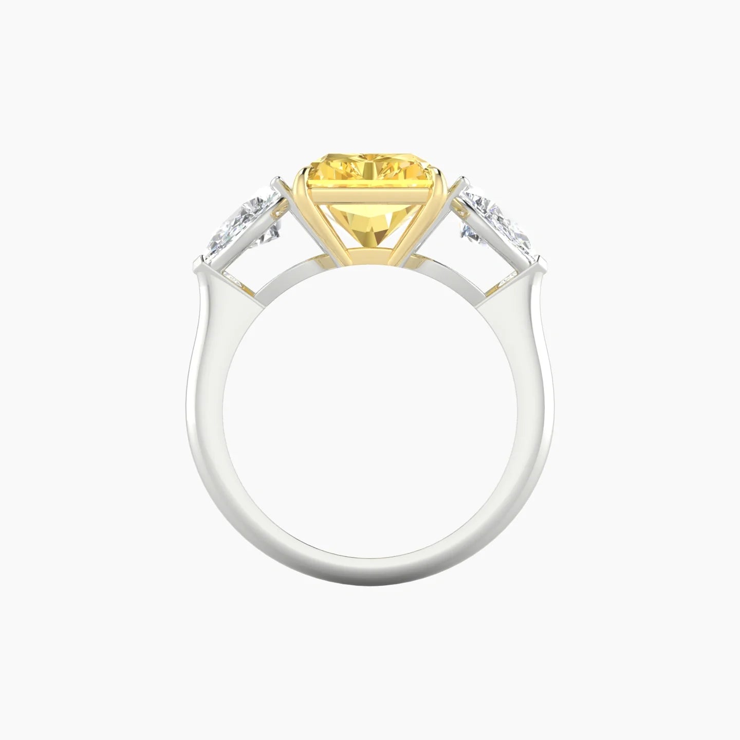 Simple Pear Trilogy | 18k White & Yellow Gold 5 ct Radiant Cut Ring