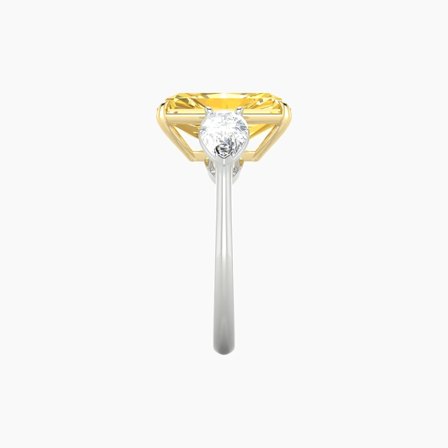 Simple Pear Trilogy | 18k White & Yellow Gold 5 ct Radiant Cut Ring
