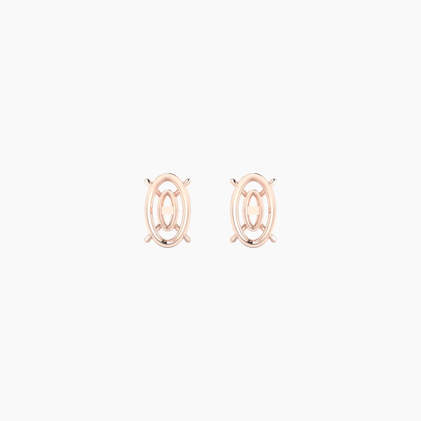 Solitaire | 18k Rose Gold 1-1.99 ct Oval Cut Earring Settings
