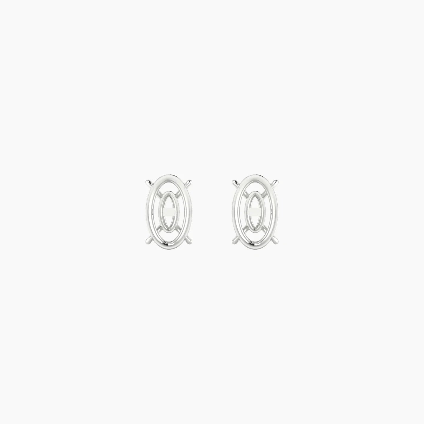 Solitaire | 18k White Gold 1-1.99 ct Oval Cut Earring Settings