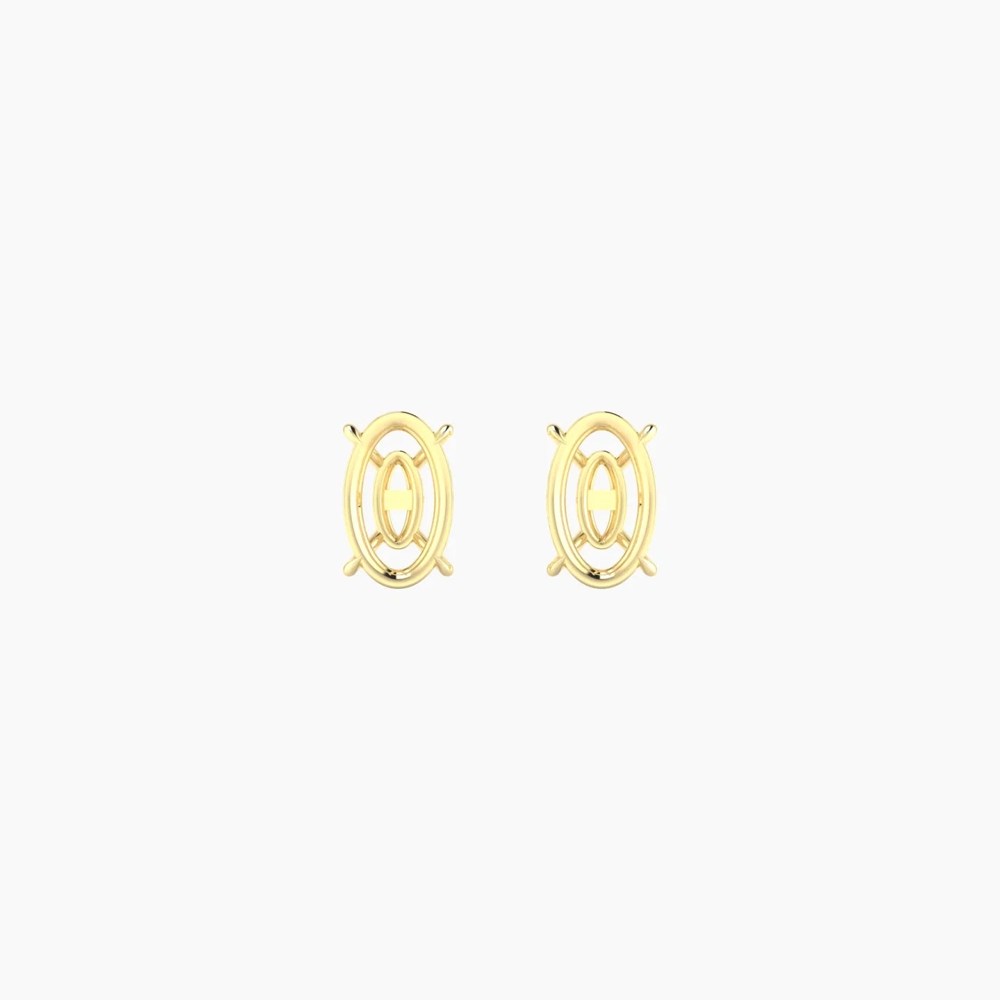 Solitaire | 18k Yellow Gold 1-1.99 ct Oval Cut Earring Settings