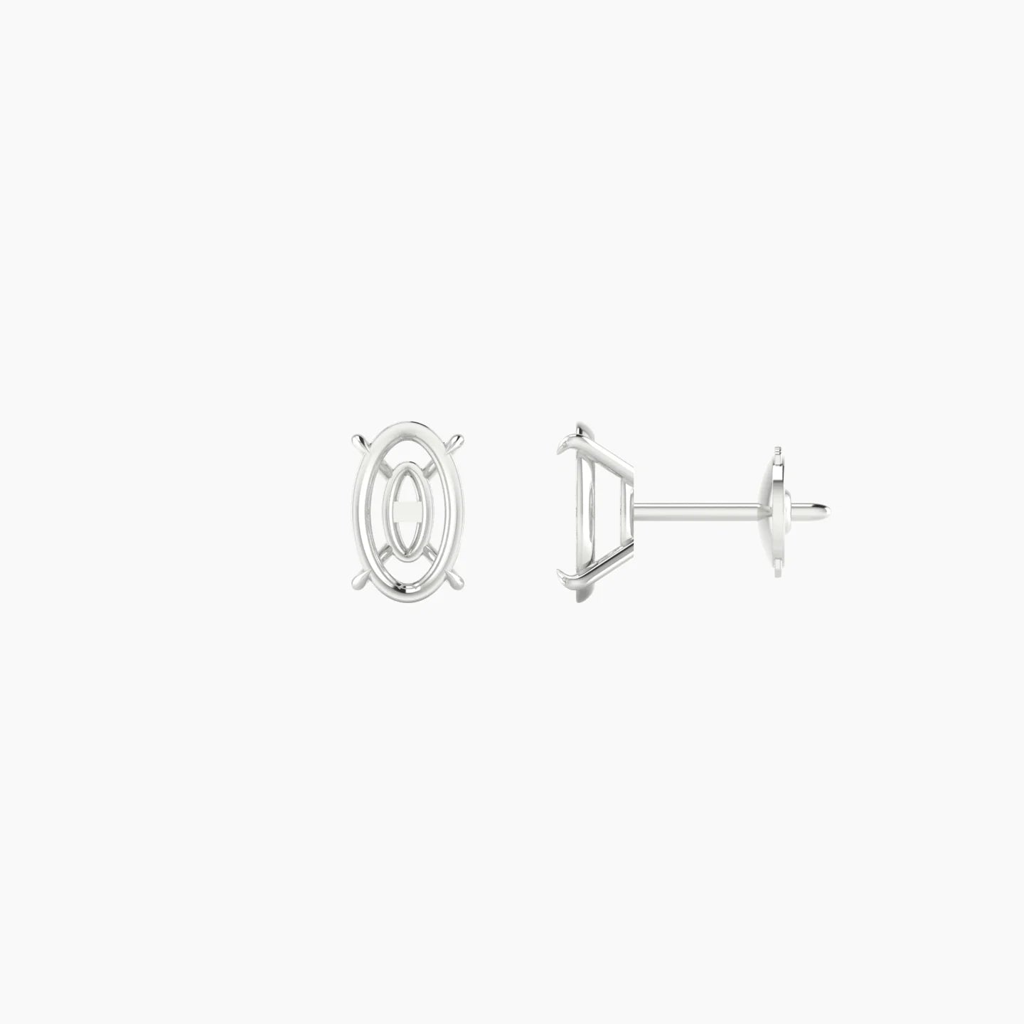 Solitaire | 18k White Gold 1-1.99 ct Oval Cut Earring Settings