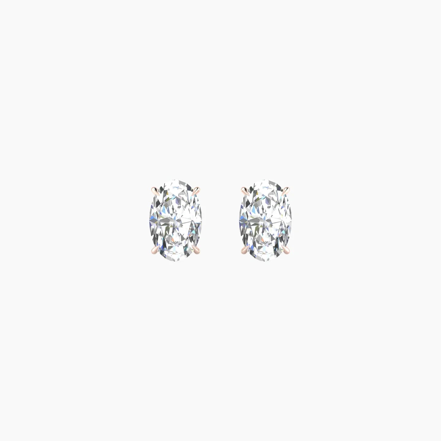 Solitaire | 18k Rose Gold 1 ct Lab Diamond Oval Cut Earrings