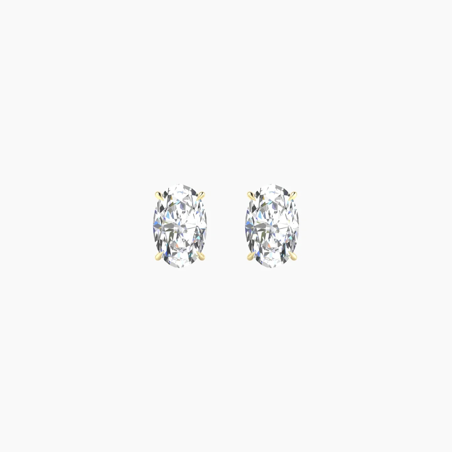 Solitaire | 18k Yellow Gold 1 ct Lab Diamond Oval Cut Earrings