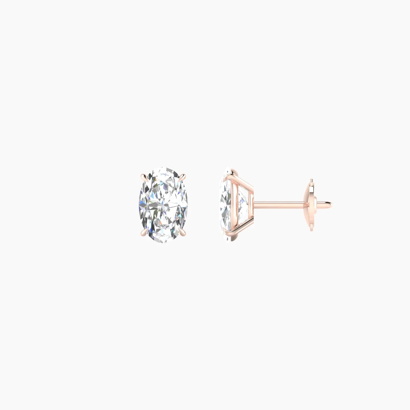 Solitaire | 18k Rose Gold 1 ct Lab Diamond Oval Cut Earrings
