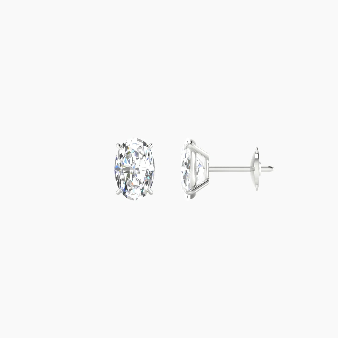 Solitaire | 18k White Gold 1 ct Lab Diamond Oval Cut Earrings