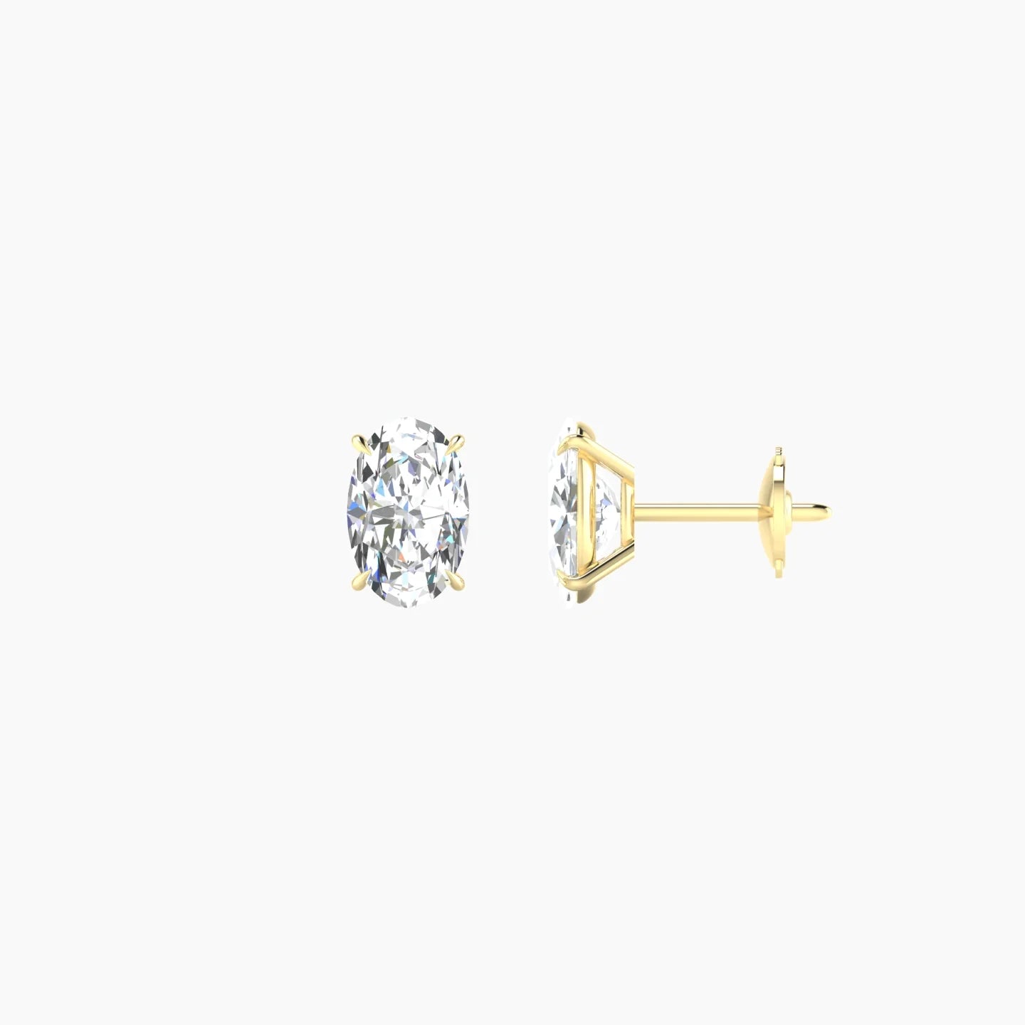 Solitaire | 18k Yellow Gold 1 ct Lab Diamond Oval Cut Earrings