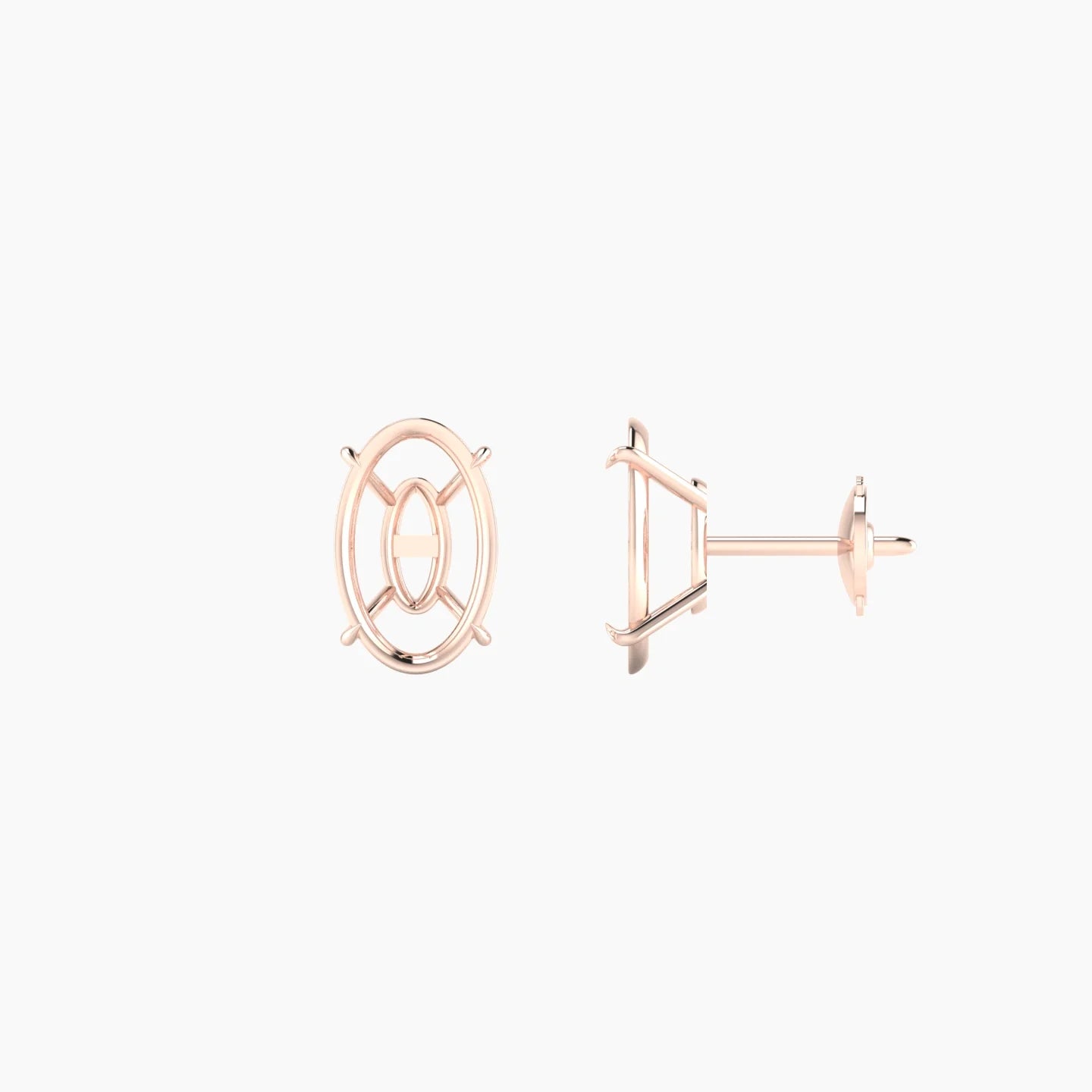Solitaire | 18k Rose Gold 2-2.99 ct Oval Cut Earring Settings