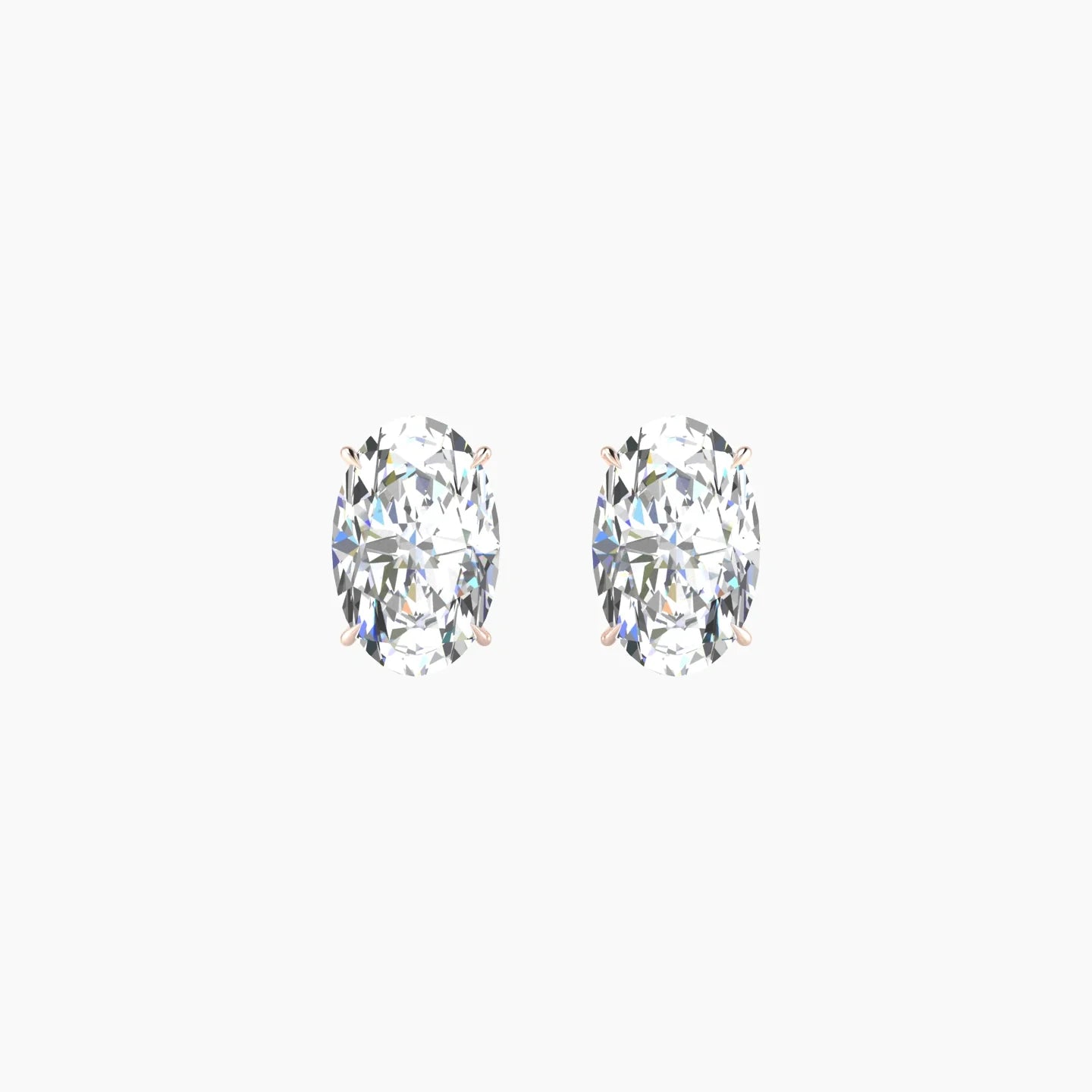 Solitaire | 18k Rose Gold 2 ct Lab Diamond Oval Cut Earrings