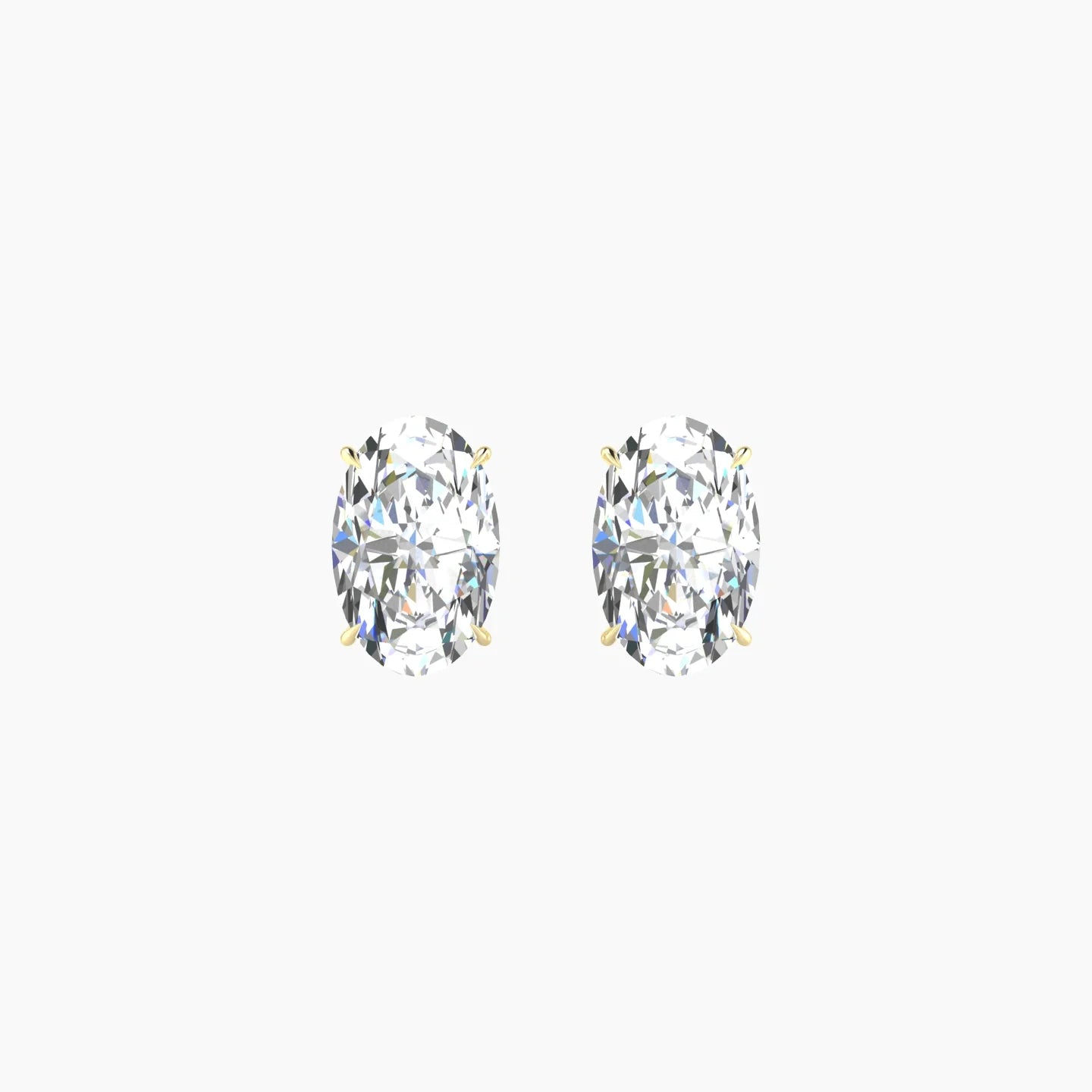 Solitaire | 18k Yellow Gold 2 ct Lab Diamond Oval Cut Earrings