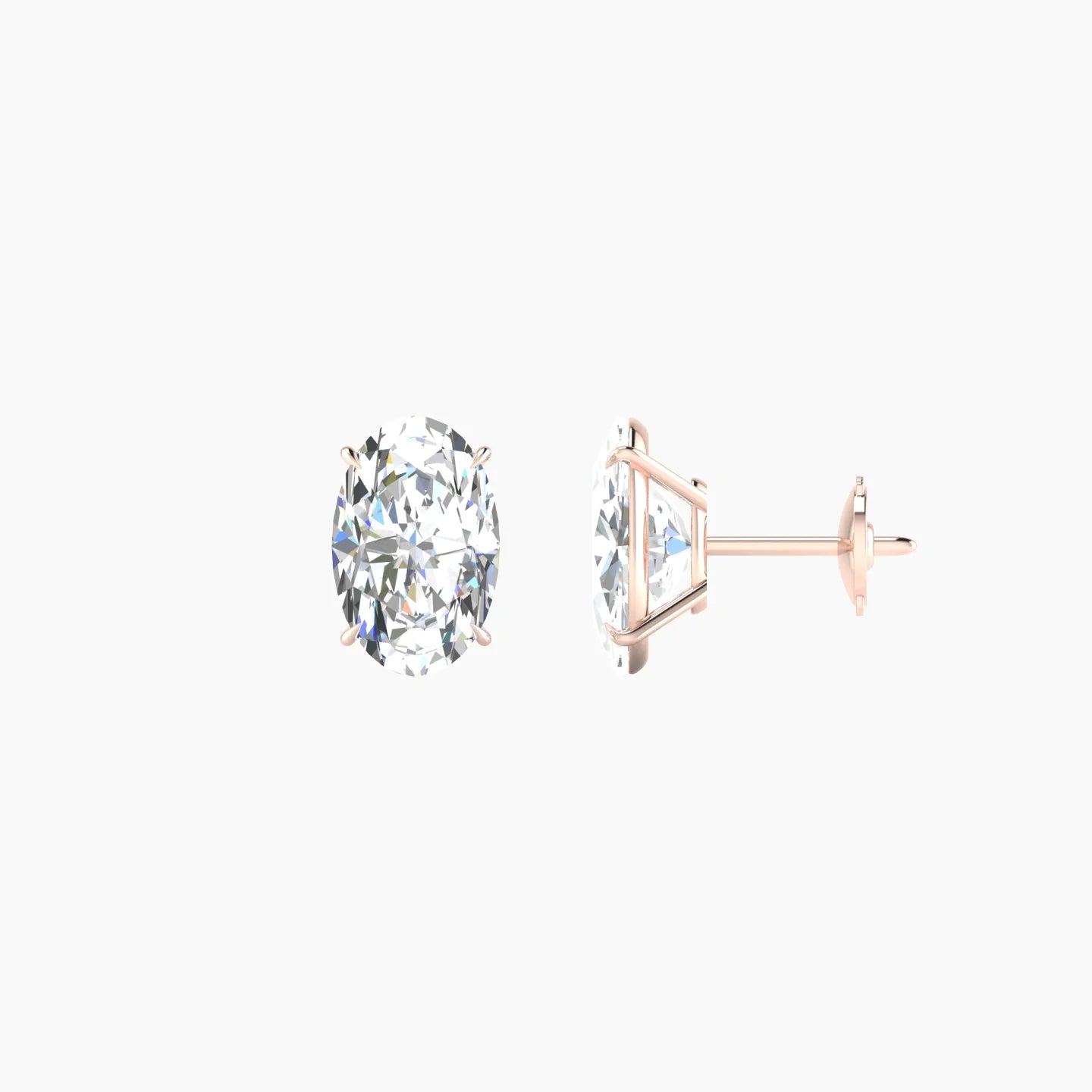 Solitaire | 18k Rose Gold 2 ct Lab Diamond Oval Cut Earrings