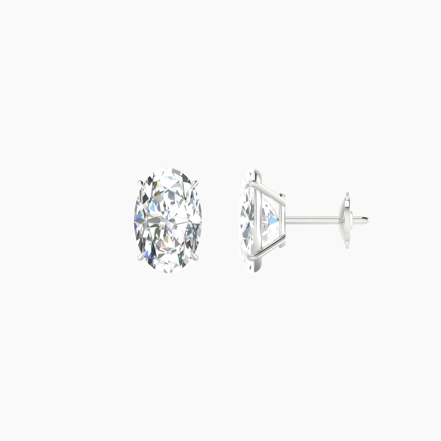 Solitaire | 18k White Gold 2 ct Lab Diamond Oval Cut Earrings