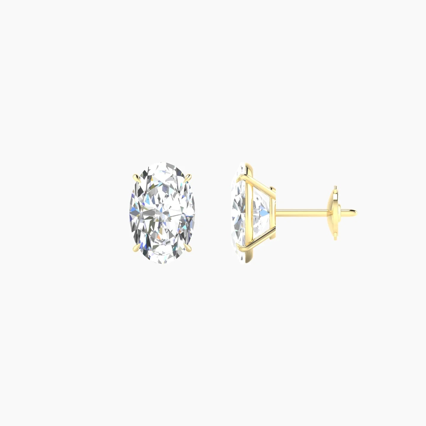 Solitaire | 18k Yellow Gold 2 ct Lab Diamond Oval Cut Earrings
