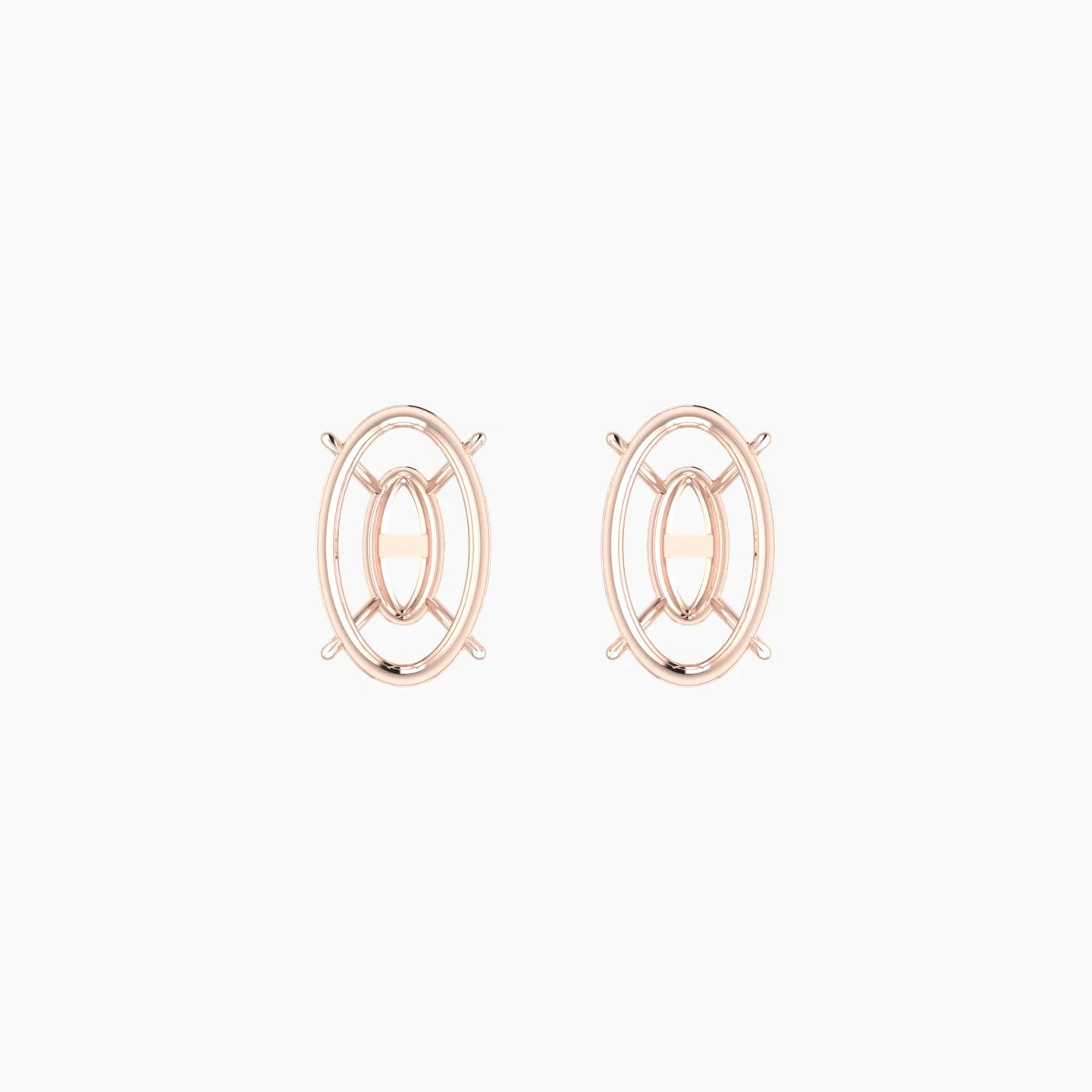 Solitaire | 18k Rose Gold 3-4.99 ct Oval Cut Earring Settings